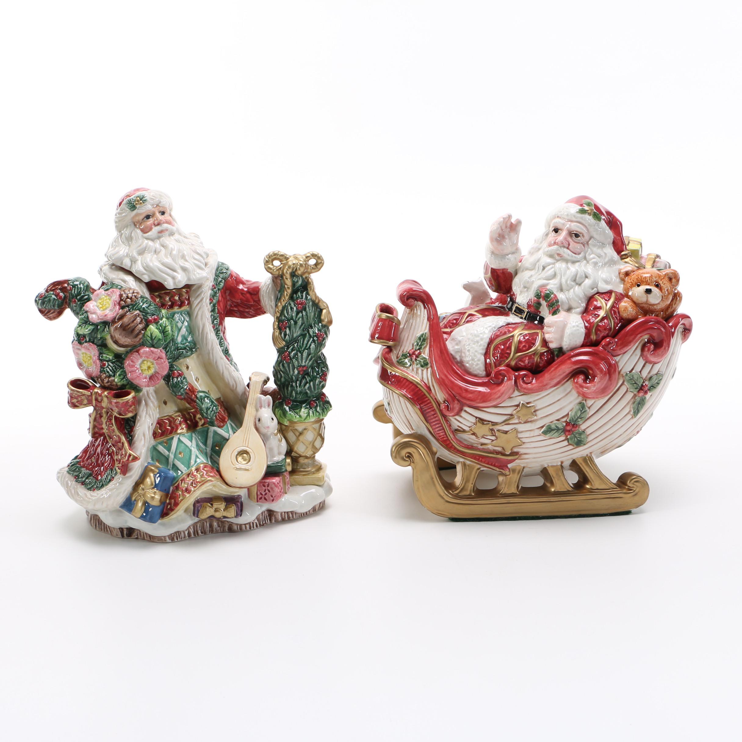 Ceramic Santa Claus Lidded Jars by Fitz and Floyd