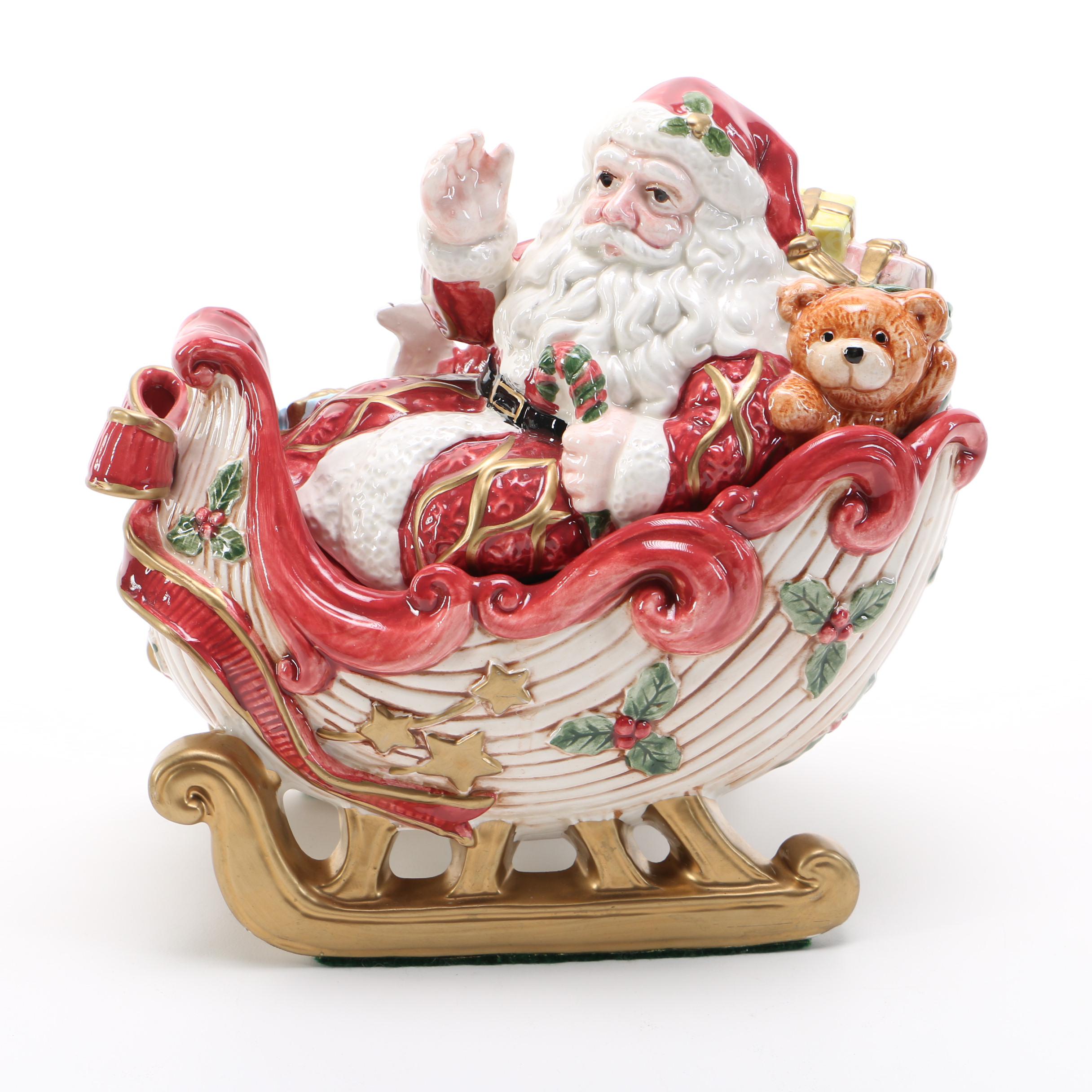 Ceramic Santa Claus Lidded Jars by Fitz and Floyd