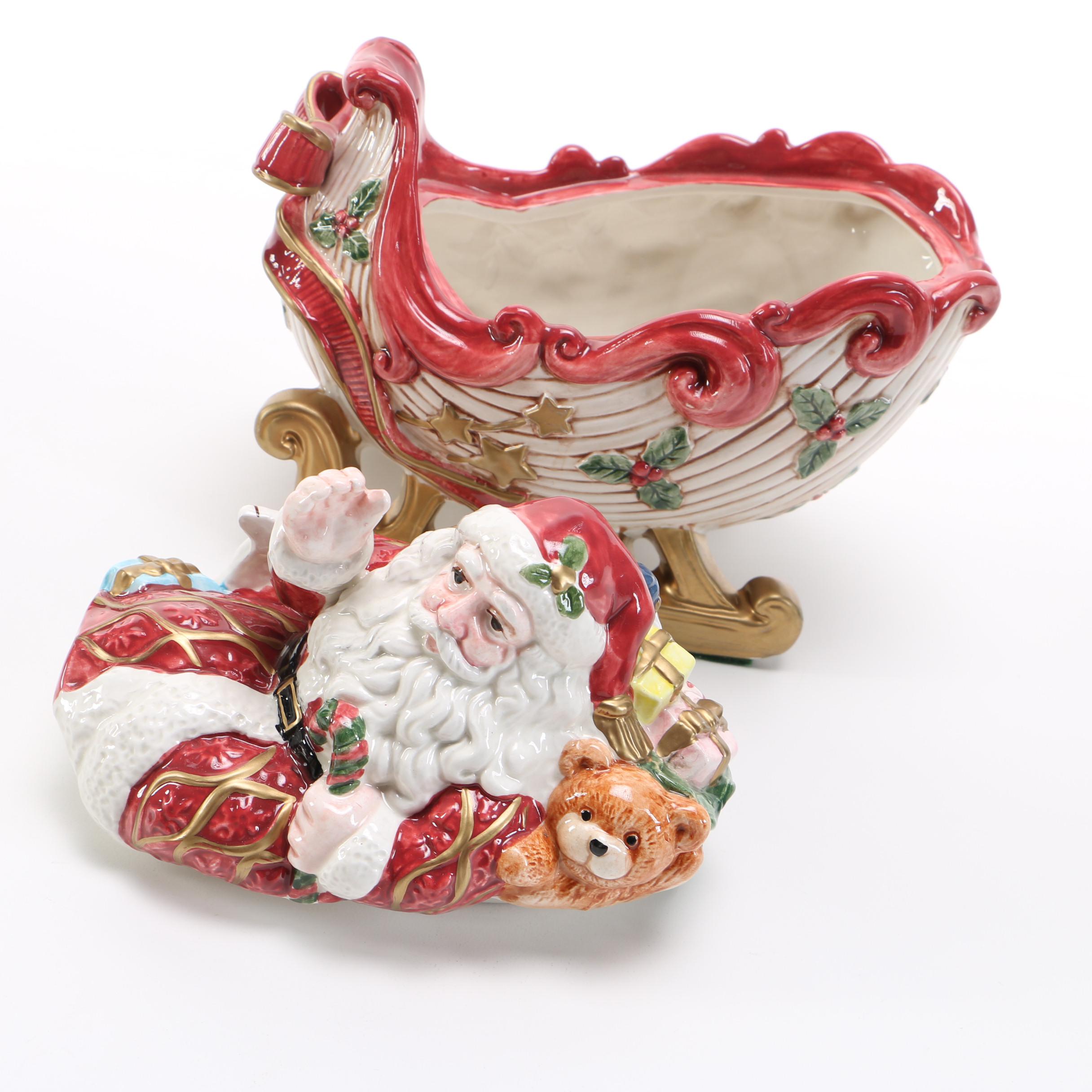 Ceramic Santa Claus Lidded Jars by Fitz and Floyd