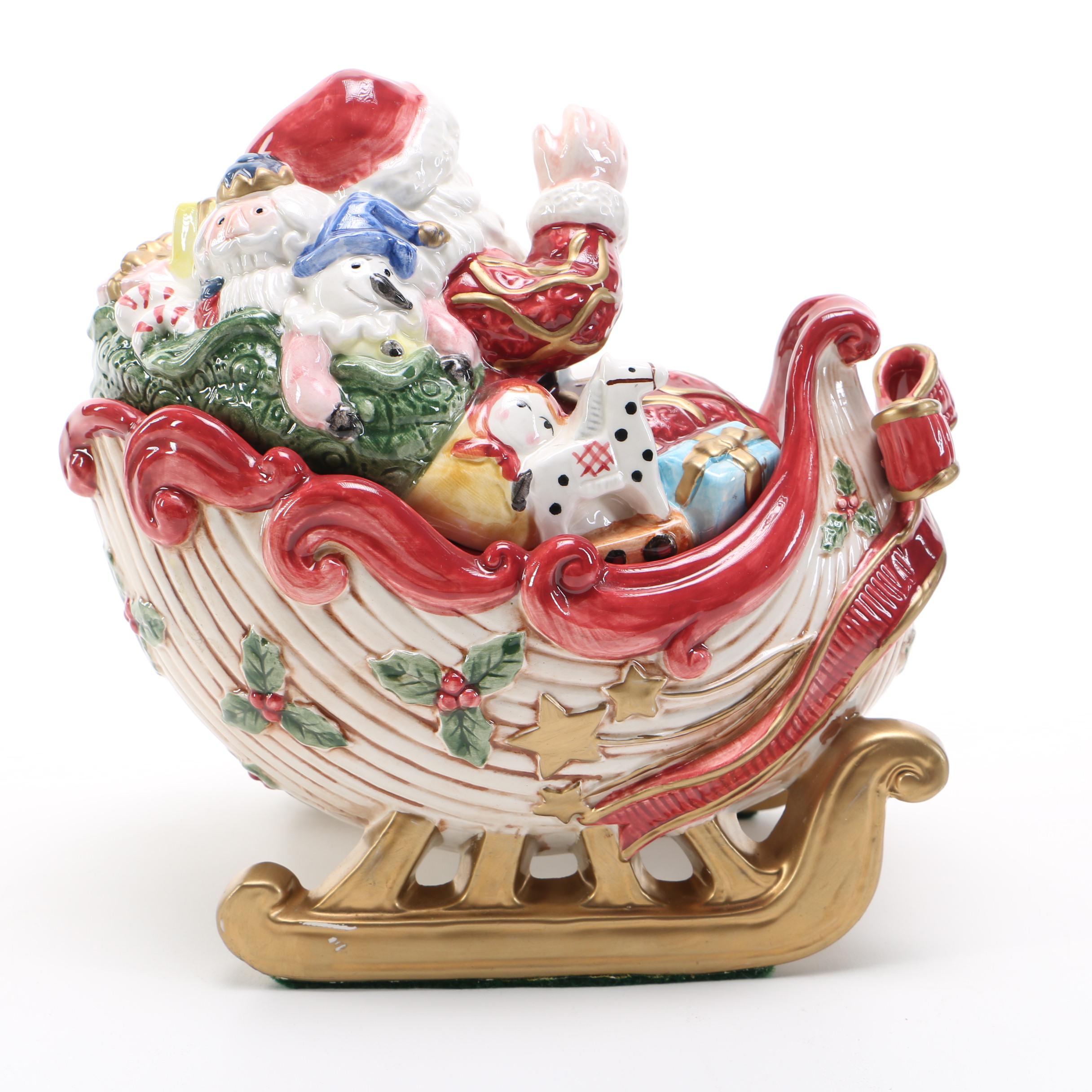 Ceramic Santa Claus Lidded Jars by Fitz and Floyd