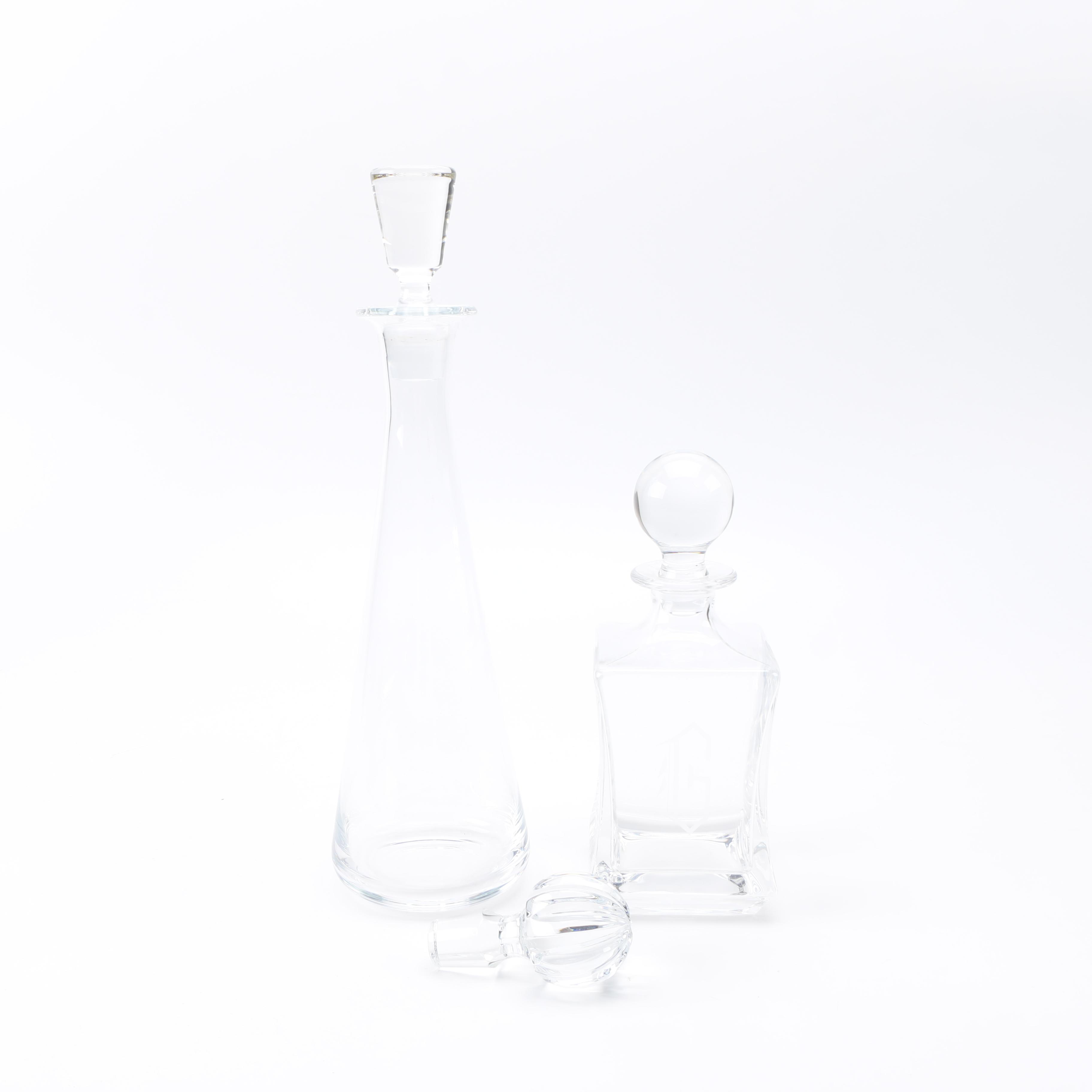 Pair of Clear Glass and Crystal Decanters Including Marquis by Waterford