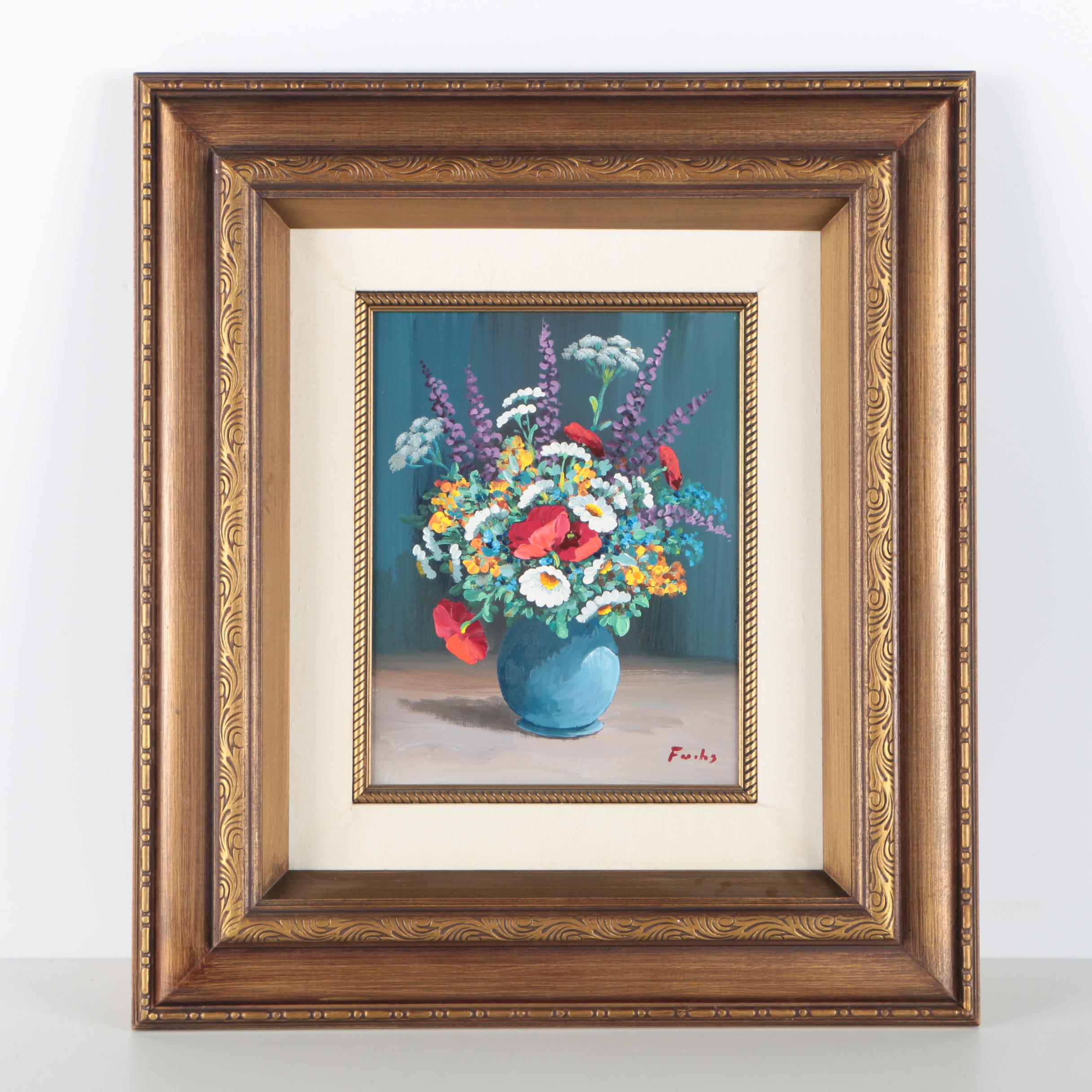 Fuchs Oil Painting of Floral Arrangement