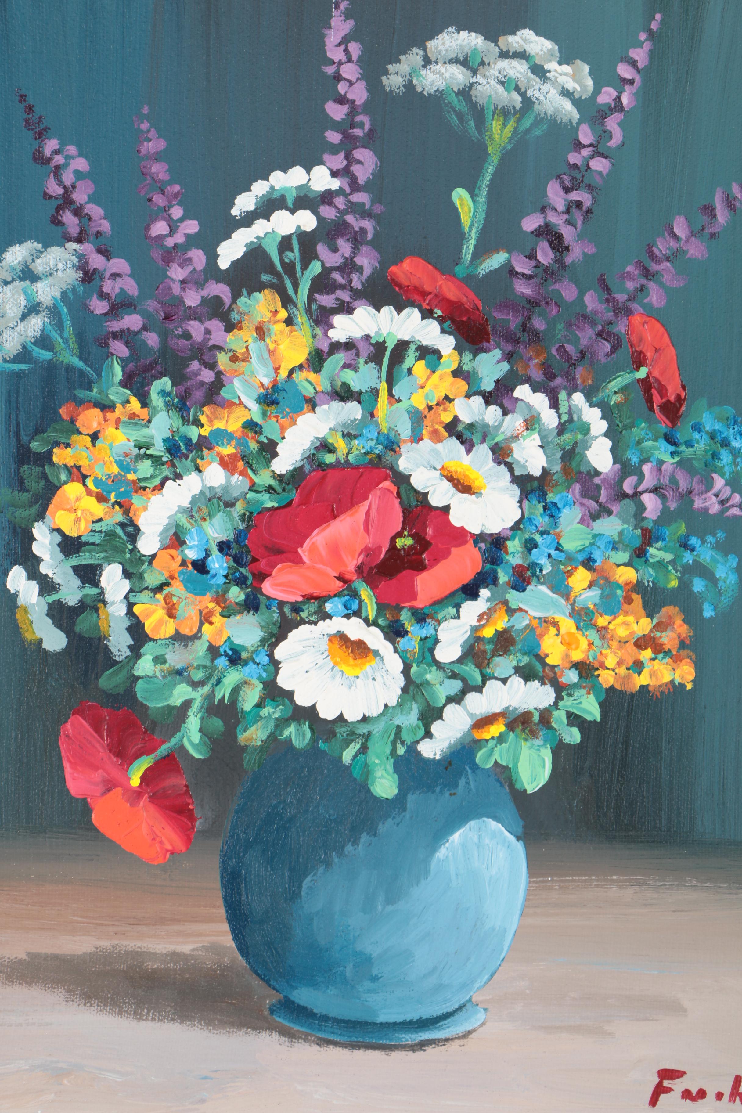 Fuchs Oil Painting of Floral Arrangement