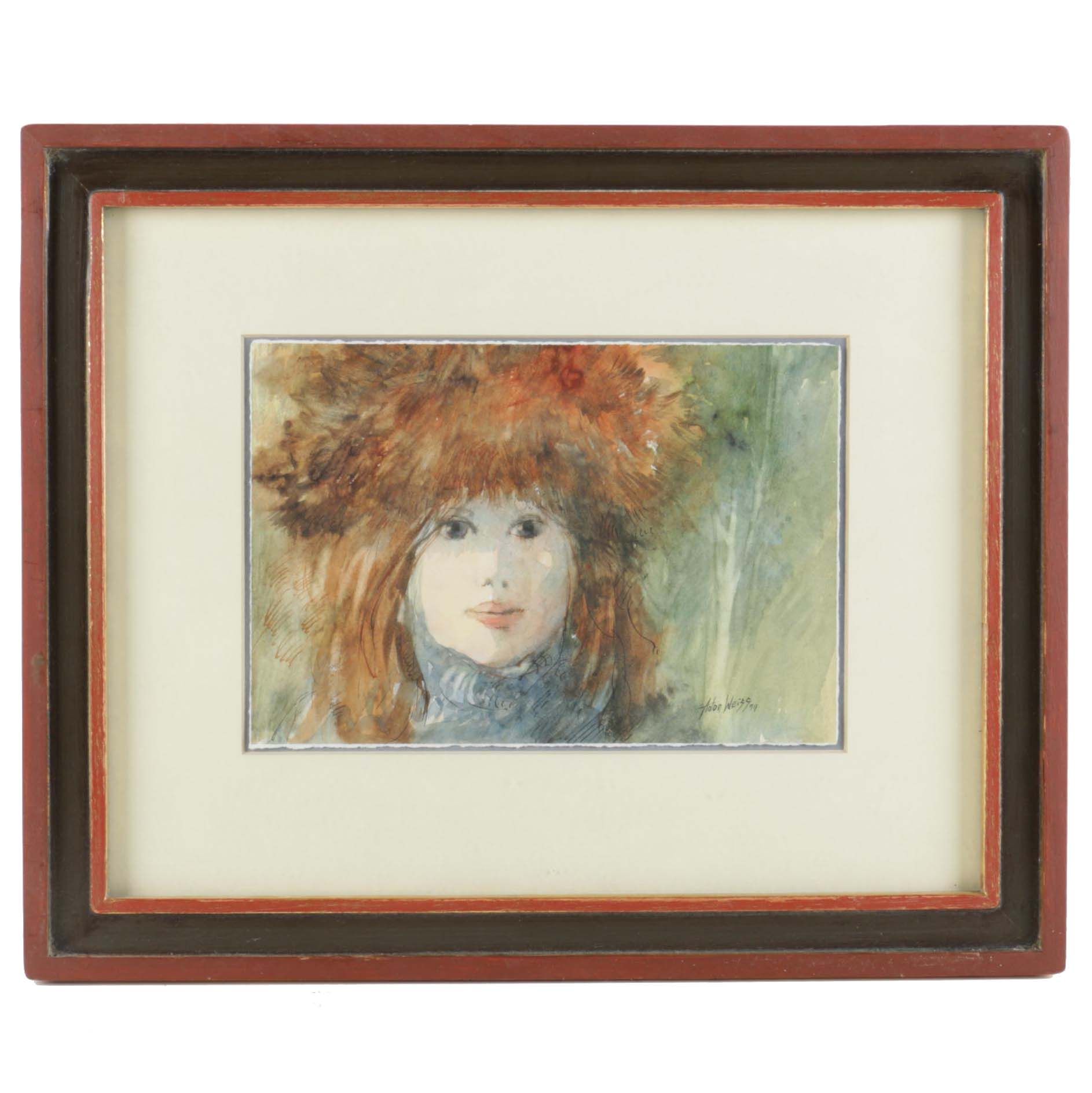 1977 Anton Weiss Watercolor and Ink on Paper