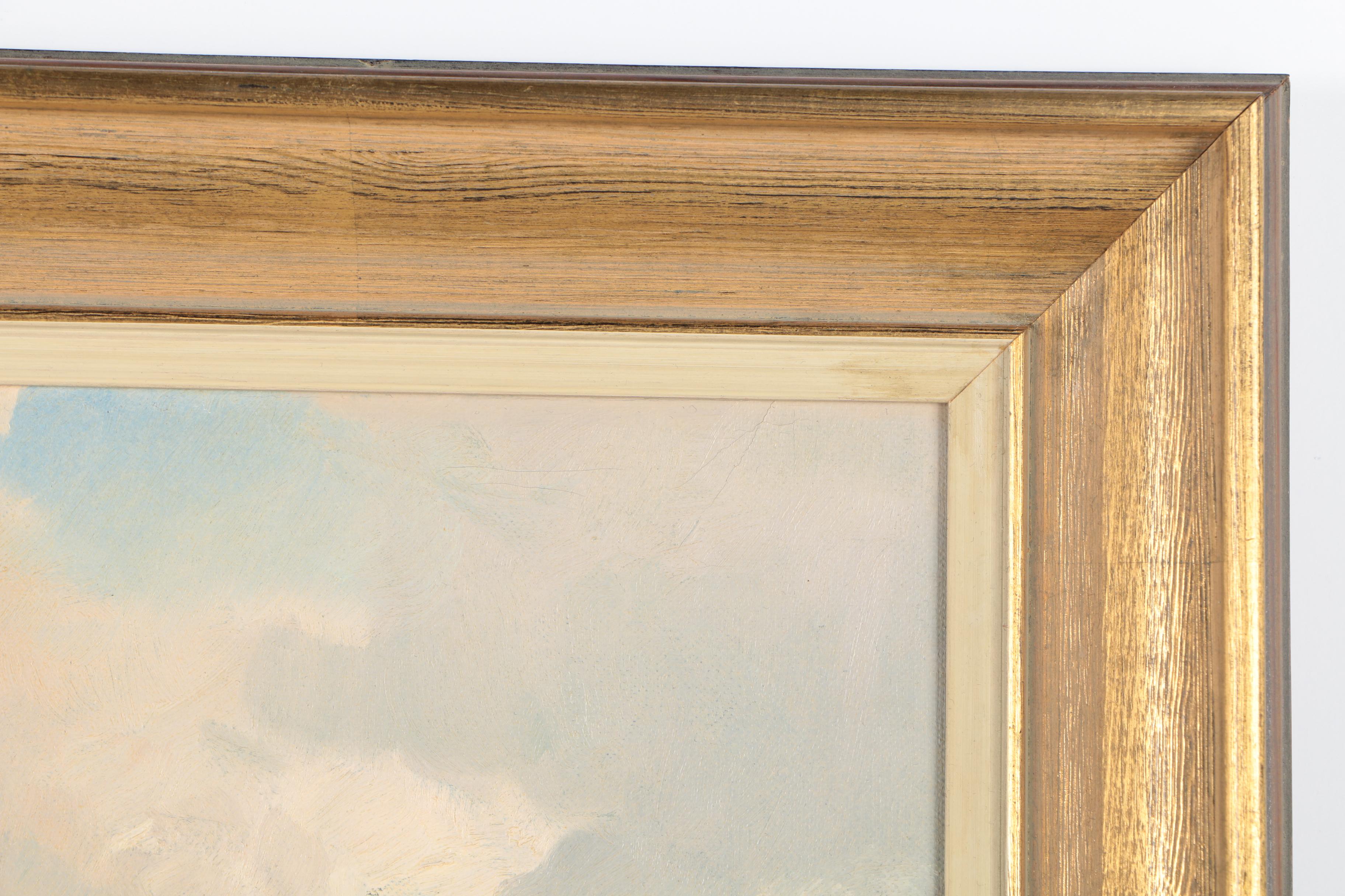 Julius Grodner Oil Painting of Mountain Lake