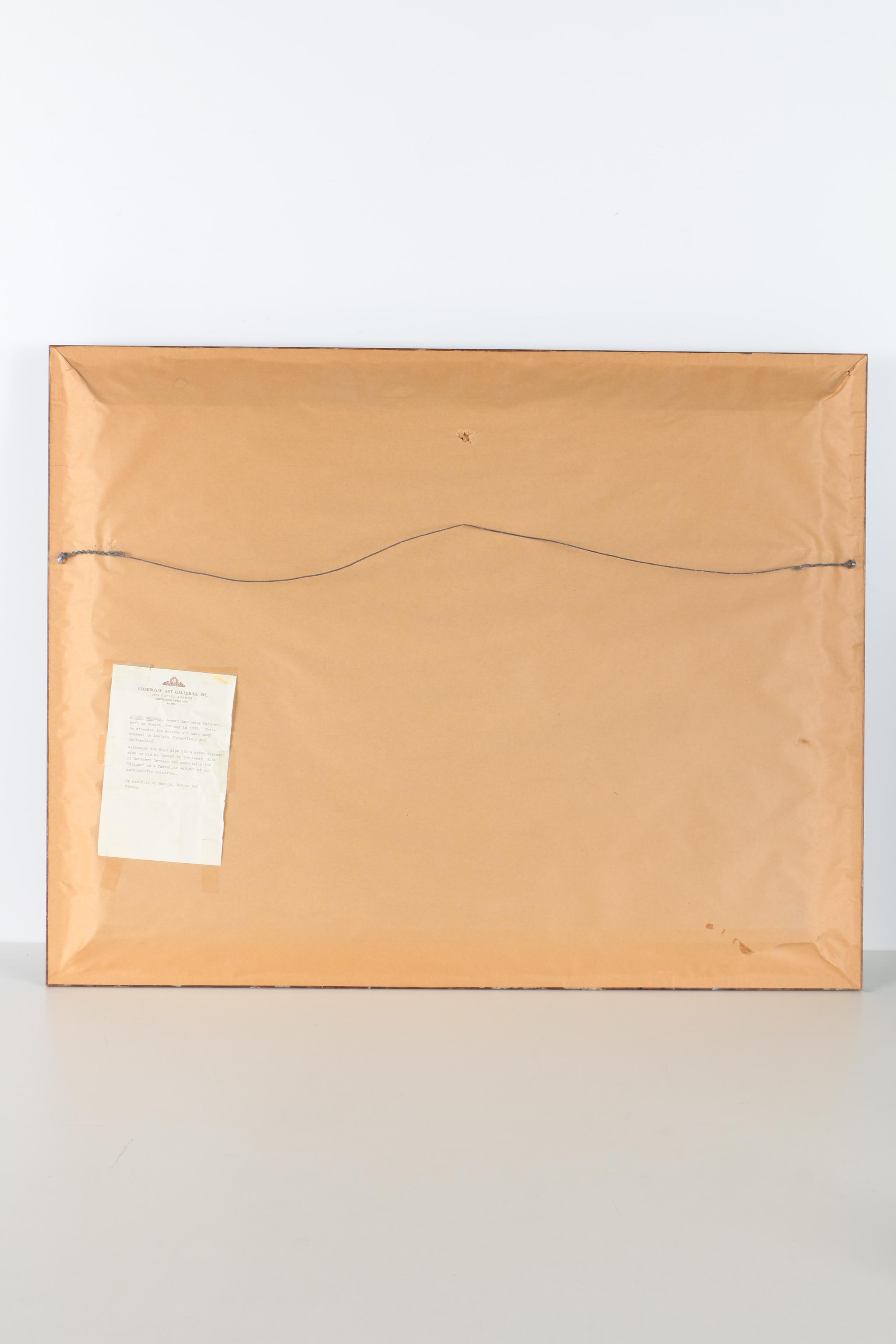 Julius Grodner Oil Painting of Mountain Lake