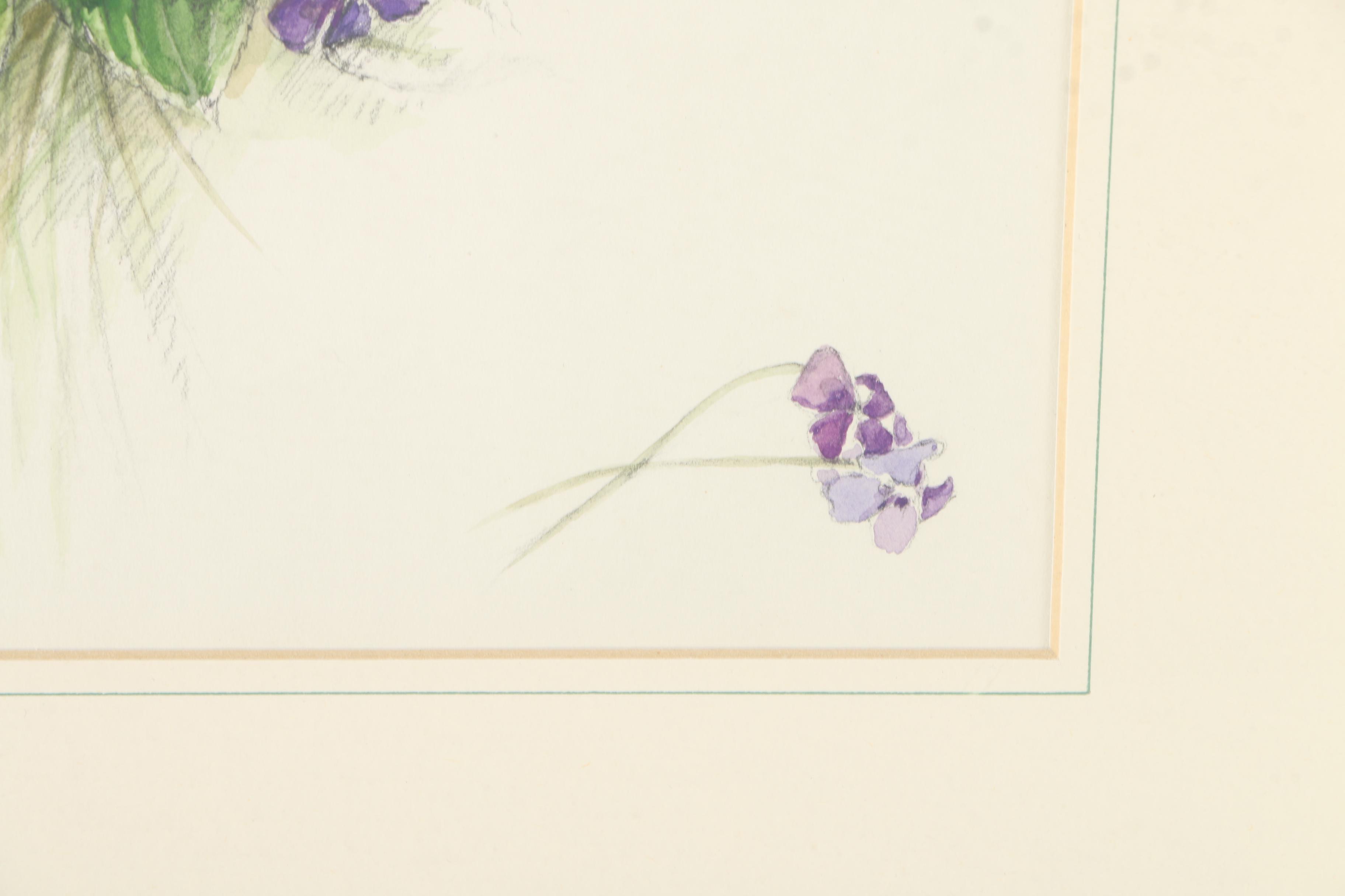 Brenda Fuchs Watercolor on Paper "Violets"