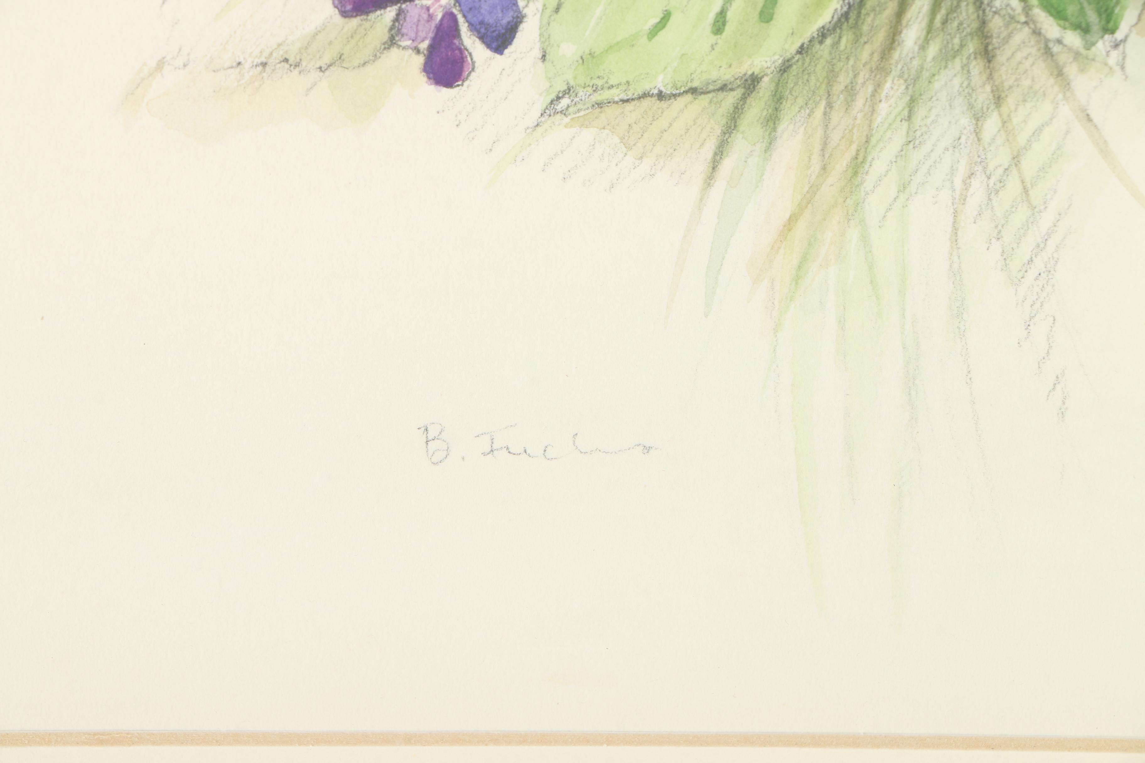 Brenda Fuchs Watercolor on Paper "Violets"