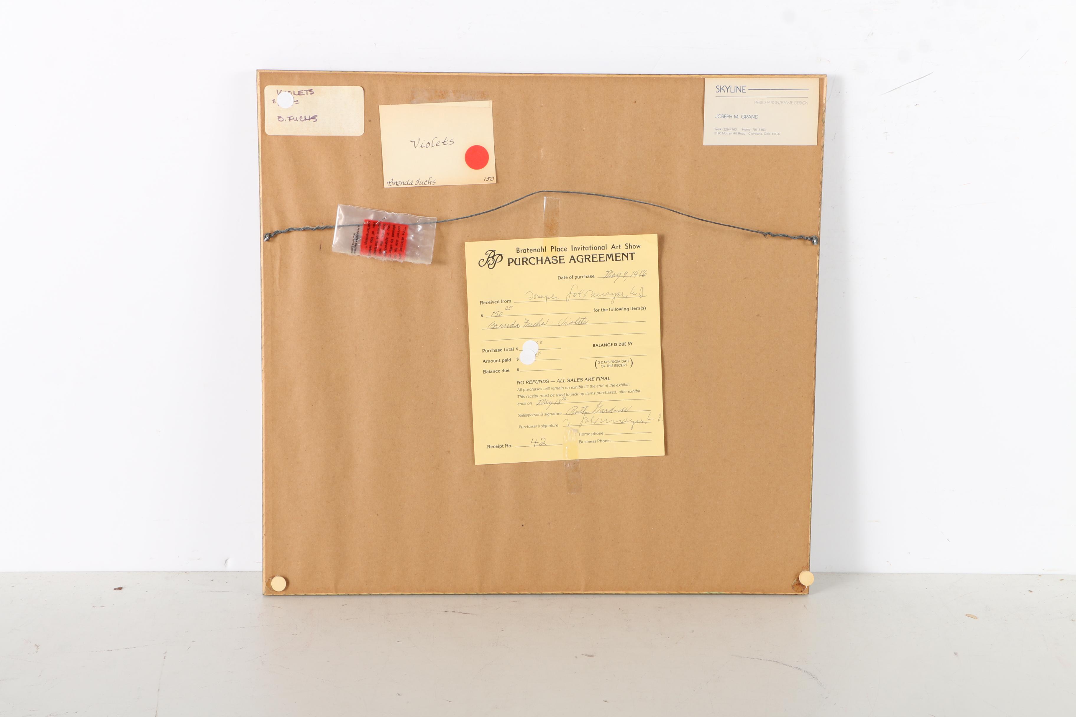 Brenda Fuchs Watercolor on Paper "Violets"