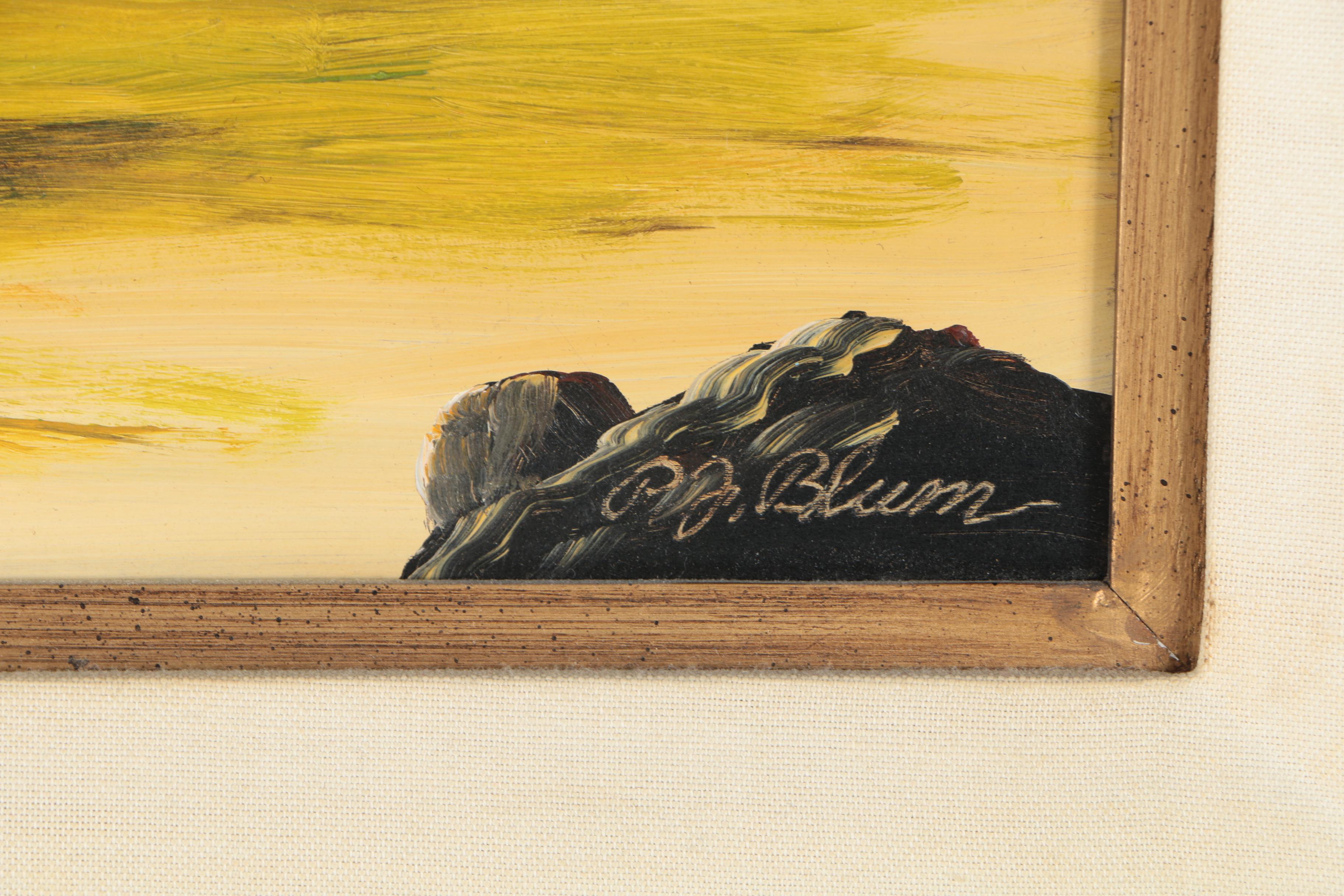 1973 Paul Blum Oil Painting on Board of the Ajo Mountains