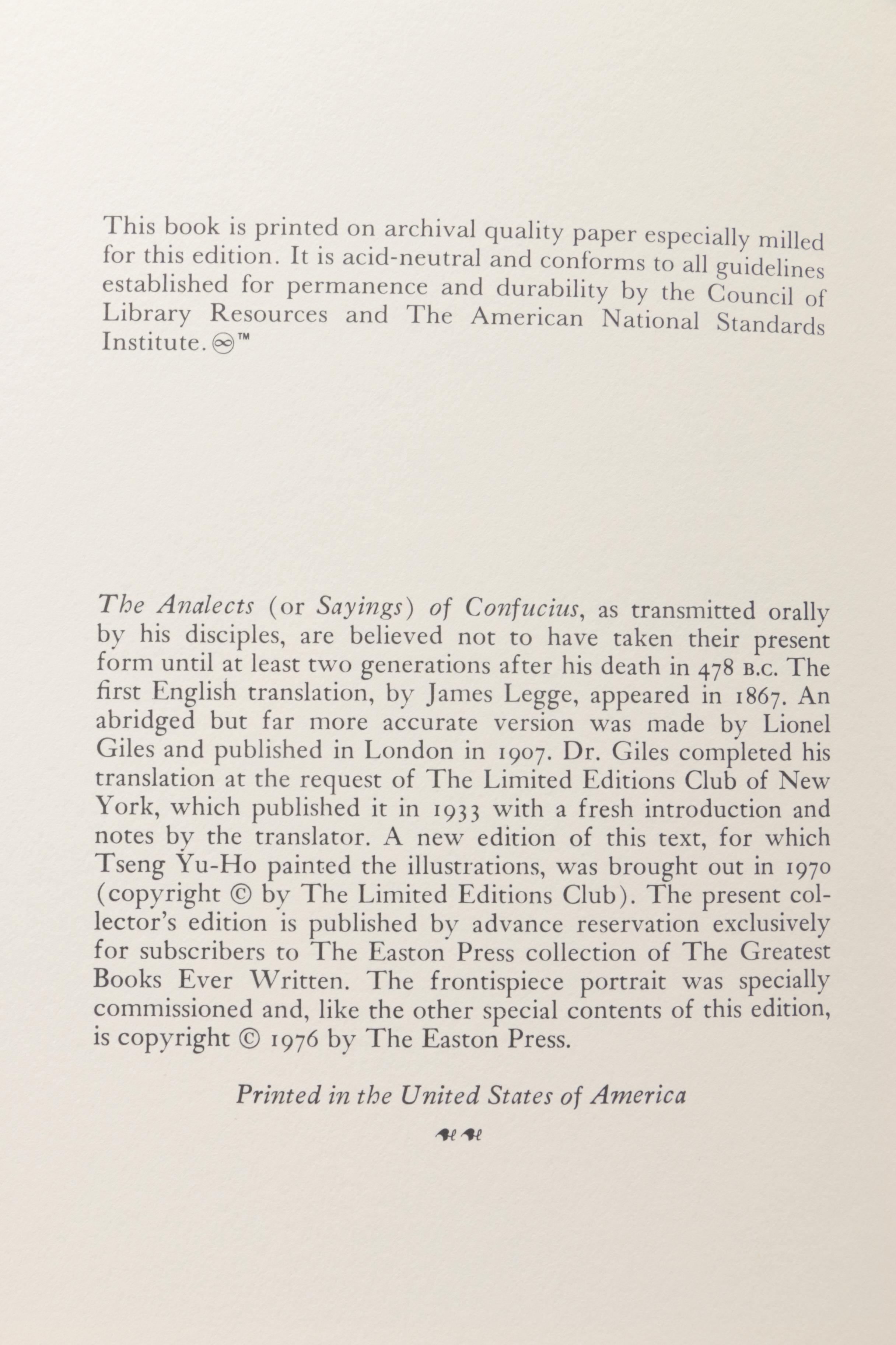 Easton Press "The 100 Greatest Books Ever Written" Collector's Edition Books Including "Analects" of Confucius