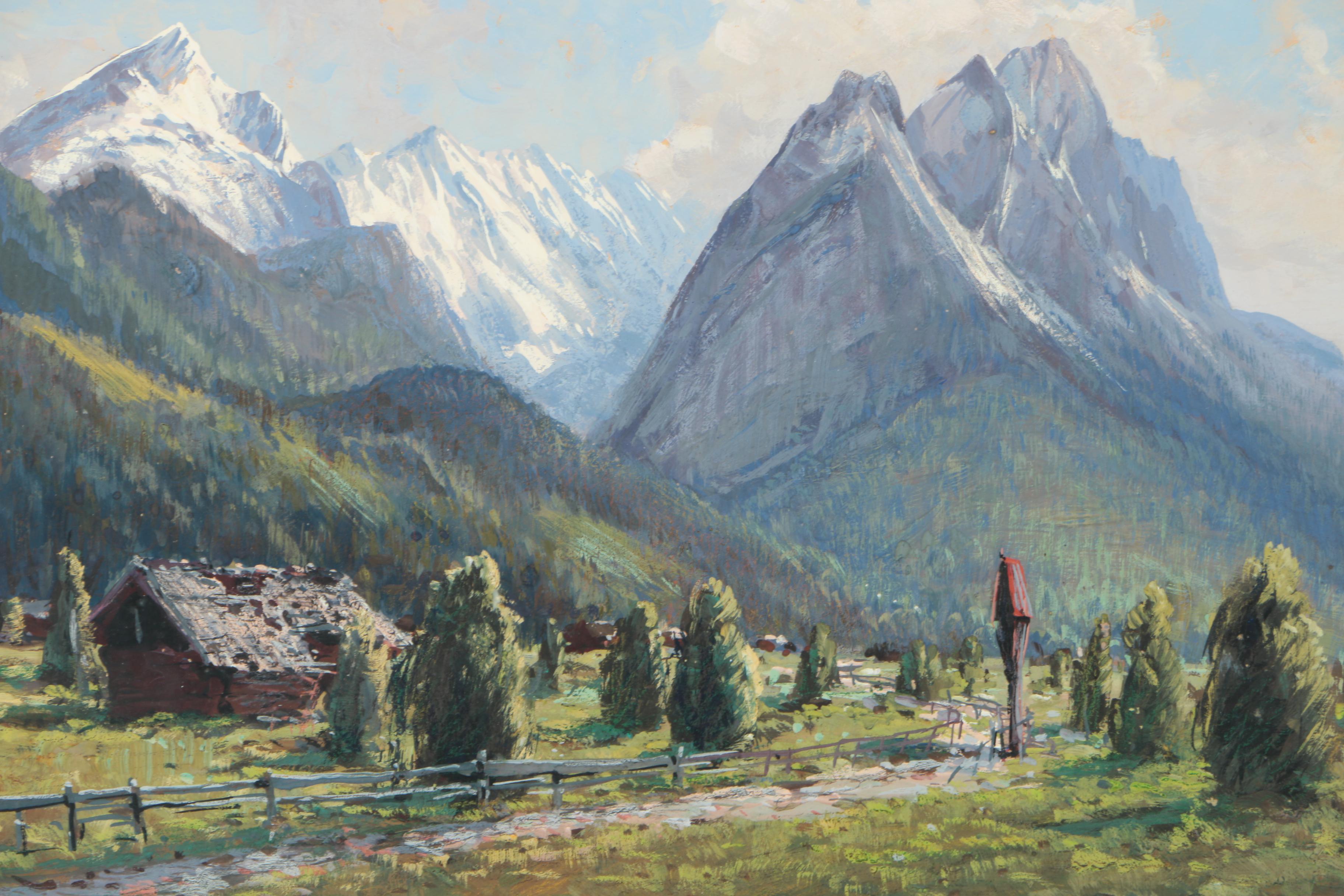 Paul H. Wolff Oil Painting on Board of Mountain Landscape
