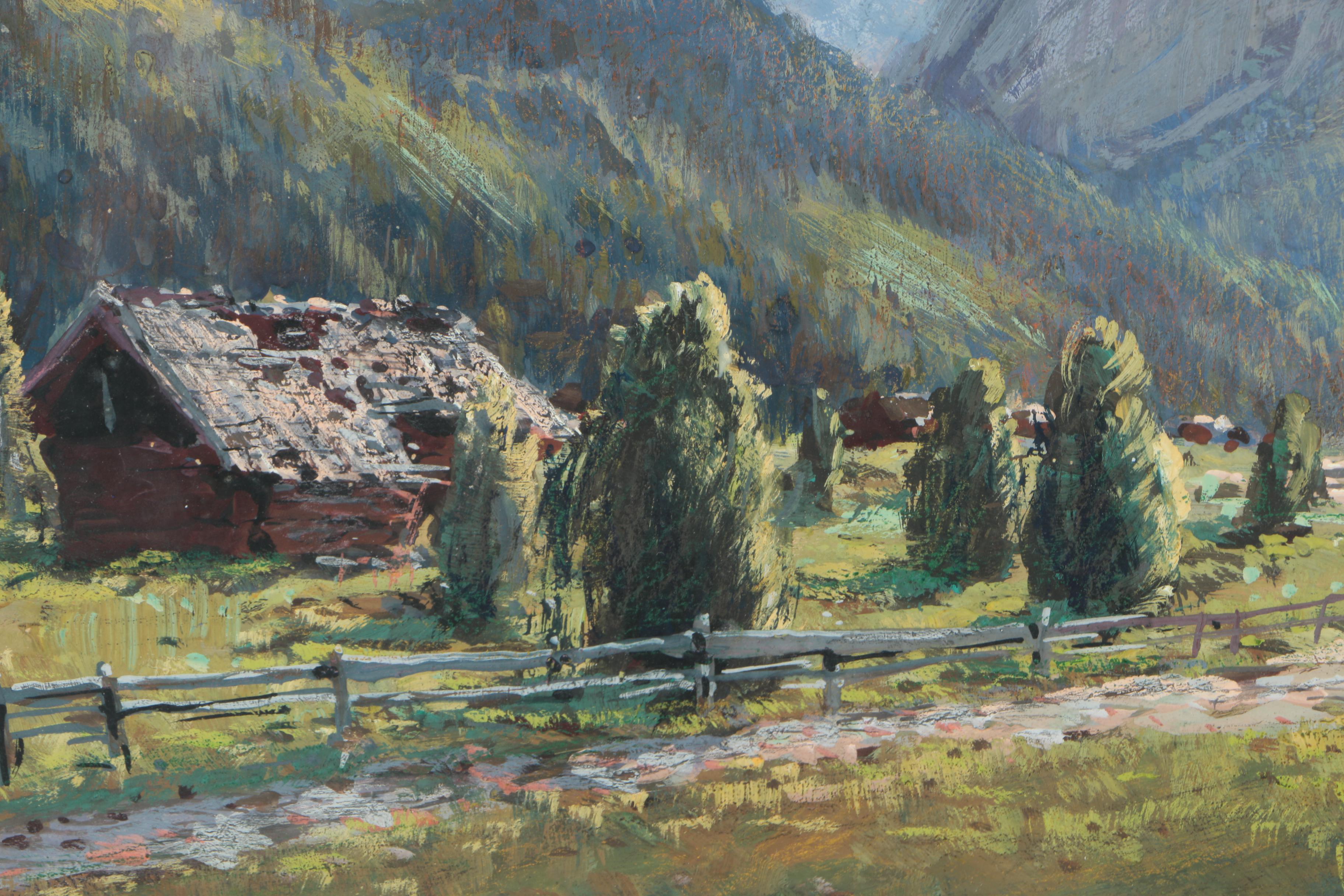 Paul H. Wolff Oil Painting on Board of Mountain Landscape