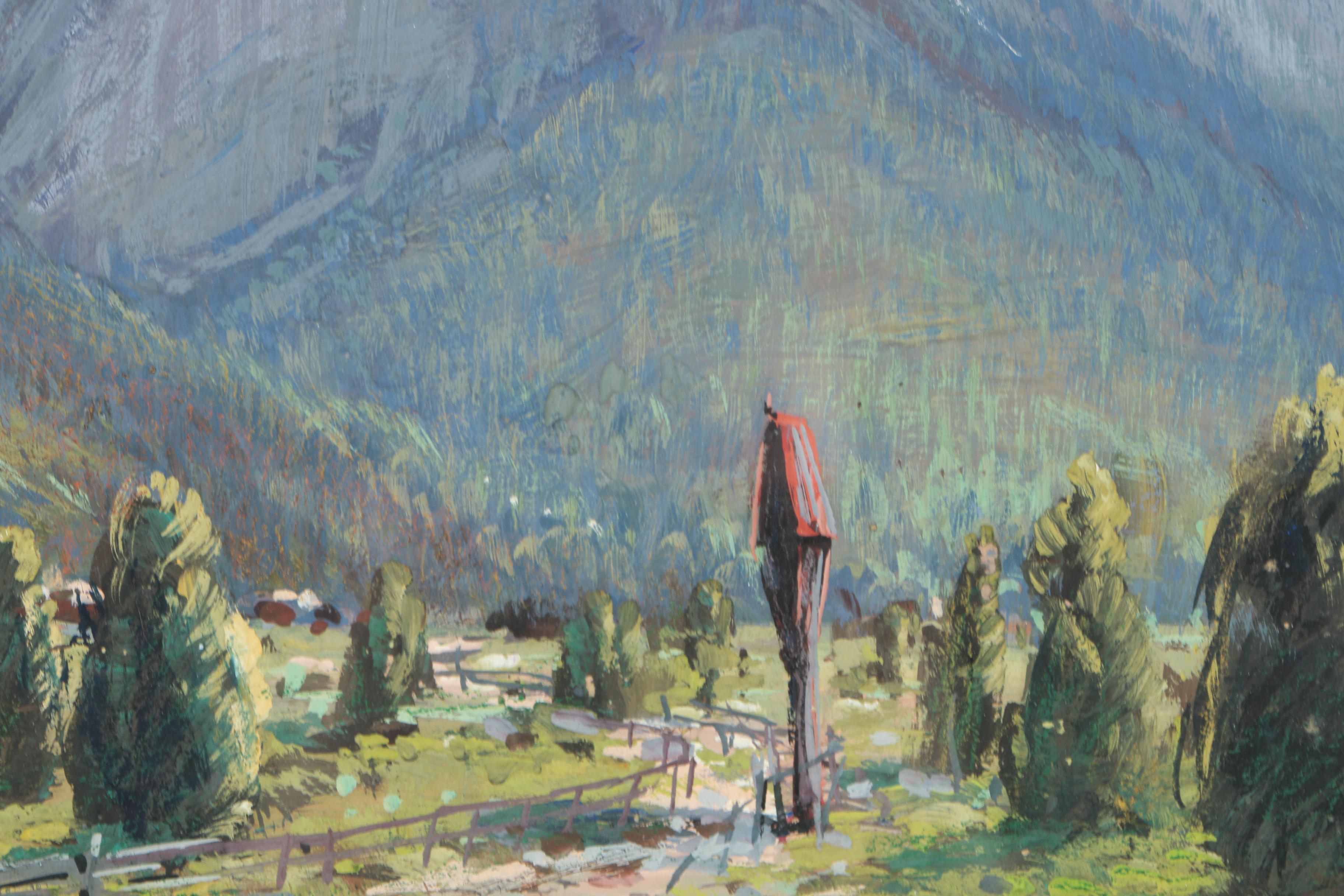 Paul H. Wolff Oil Painting on Board of Mountain Landscape