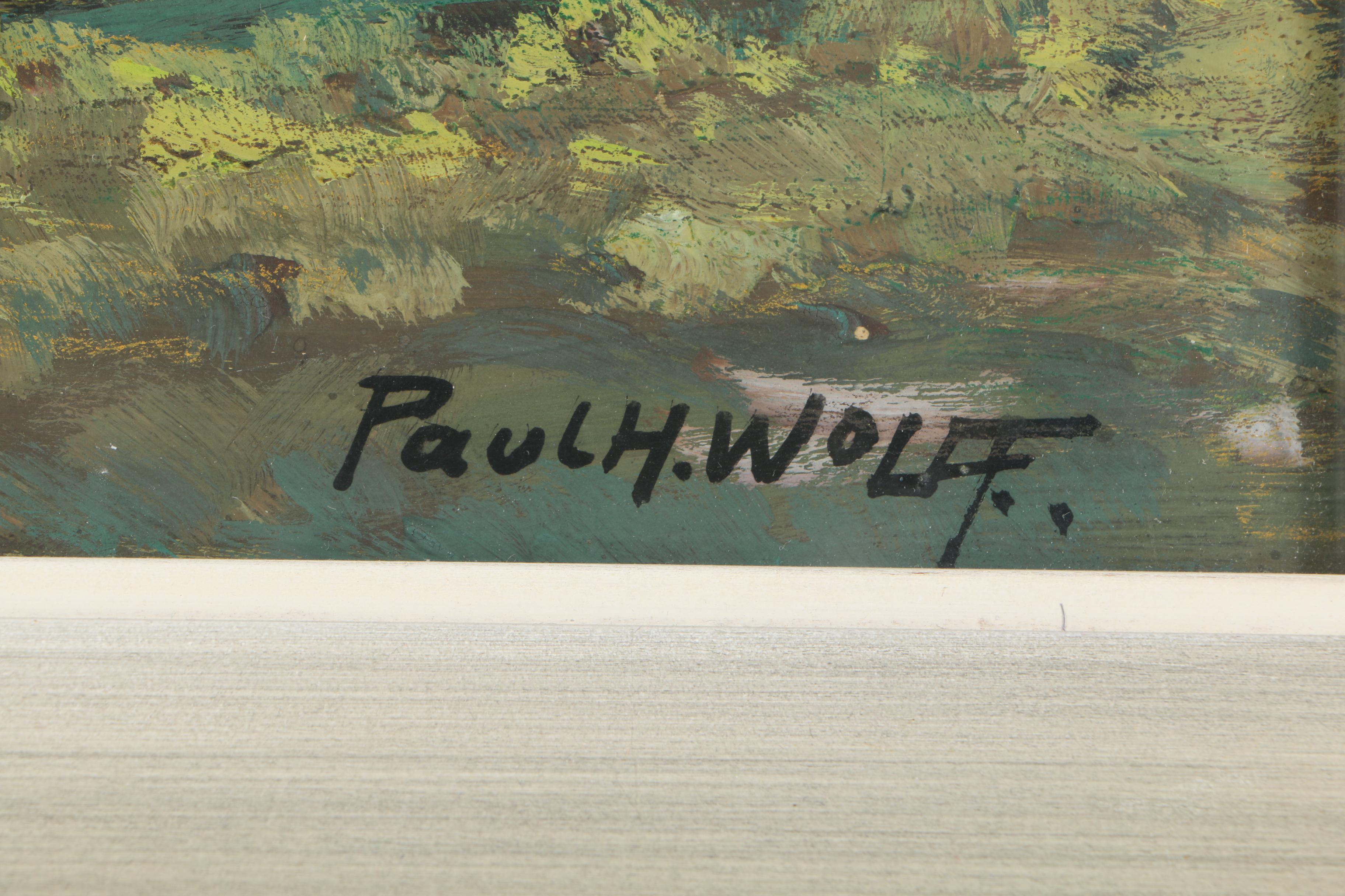 Paul H. Wolff Oil Painting on Board of Mountain Landscape