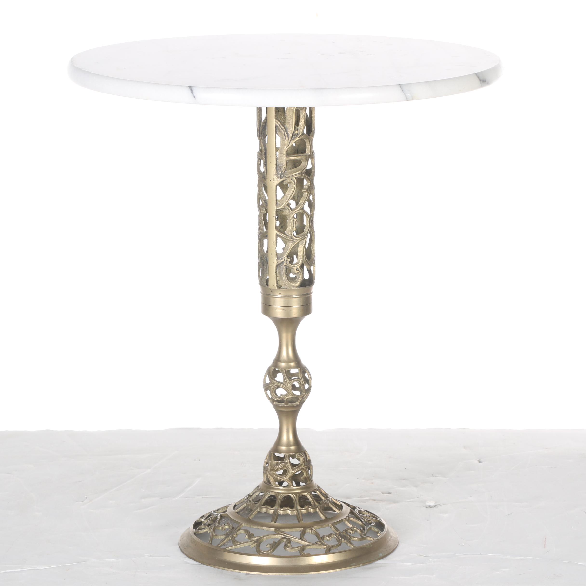 Marble Top Brass Accent Table