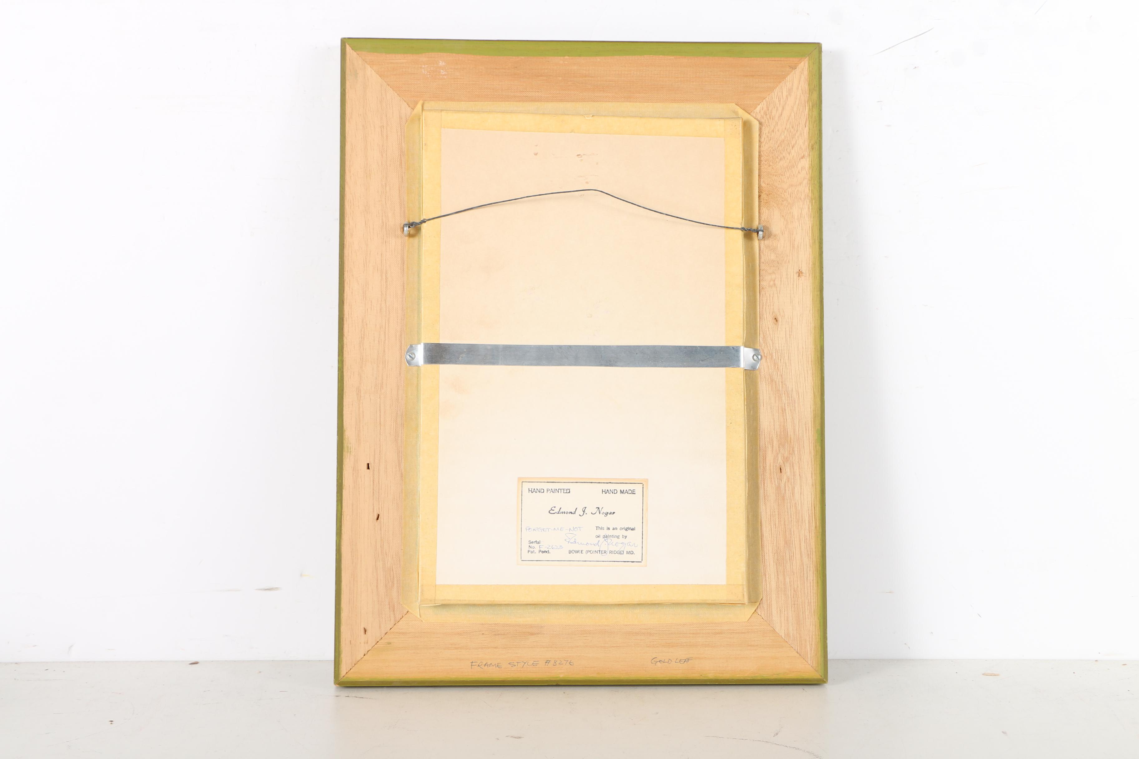 Edmond Nogar Floral Oil Paintings on Glass