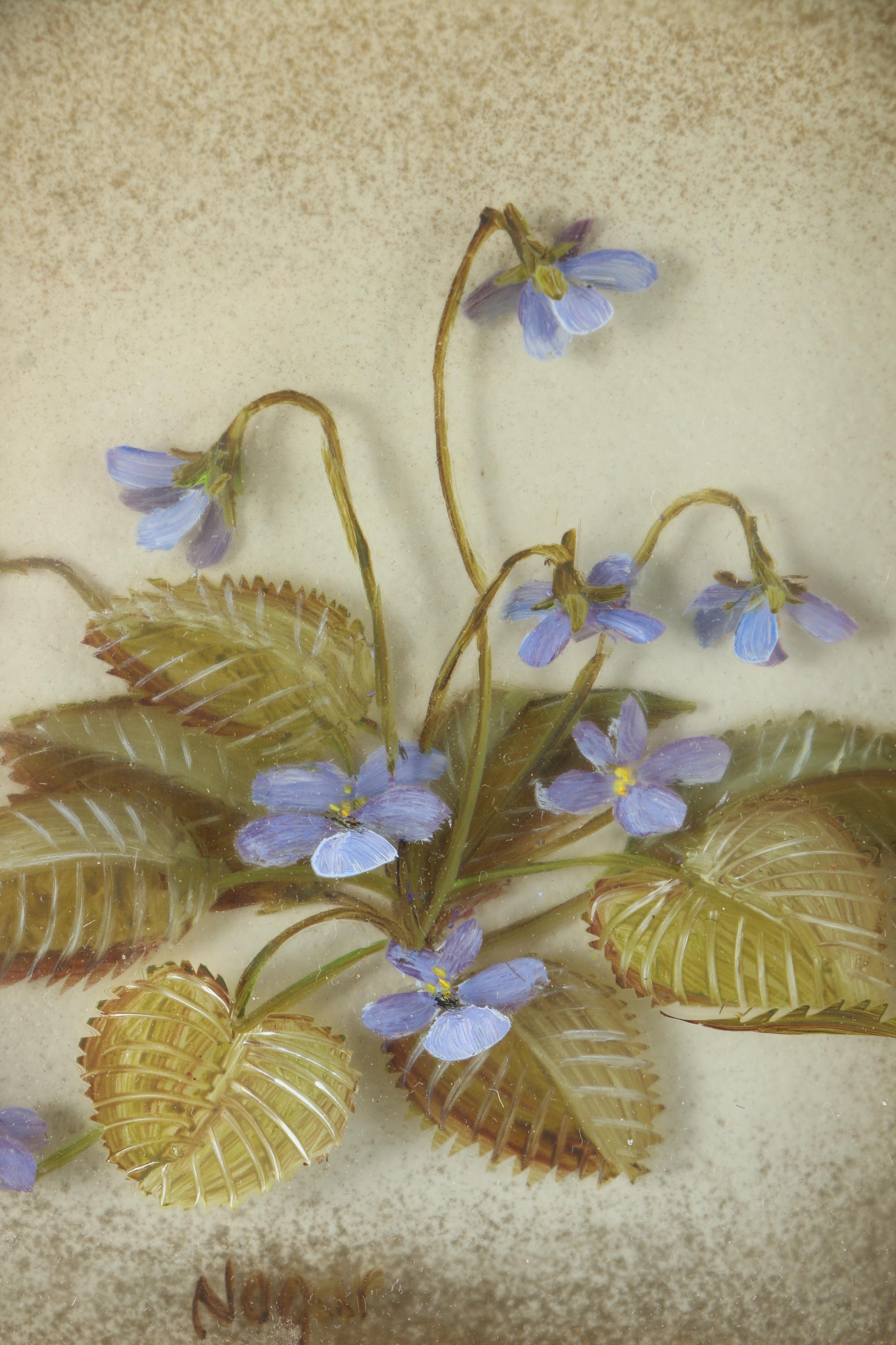 Edmond Nogar Floral Oil Paintings on Glass