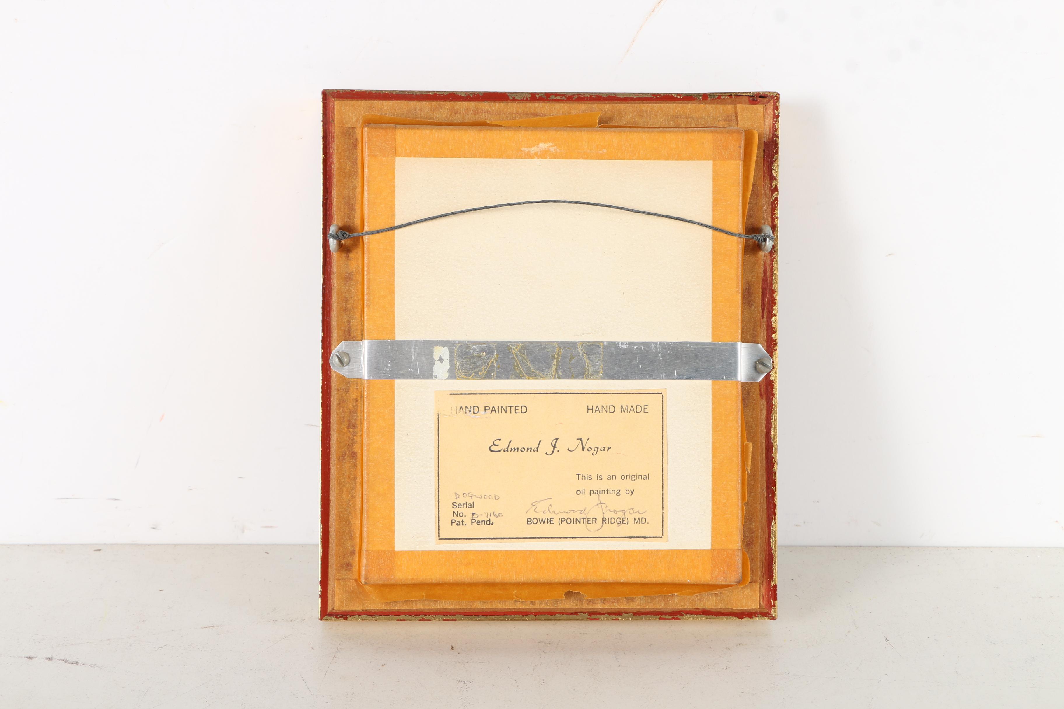 Edmond Nogar Floral Oil Paintings on Glass