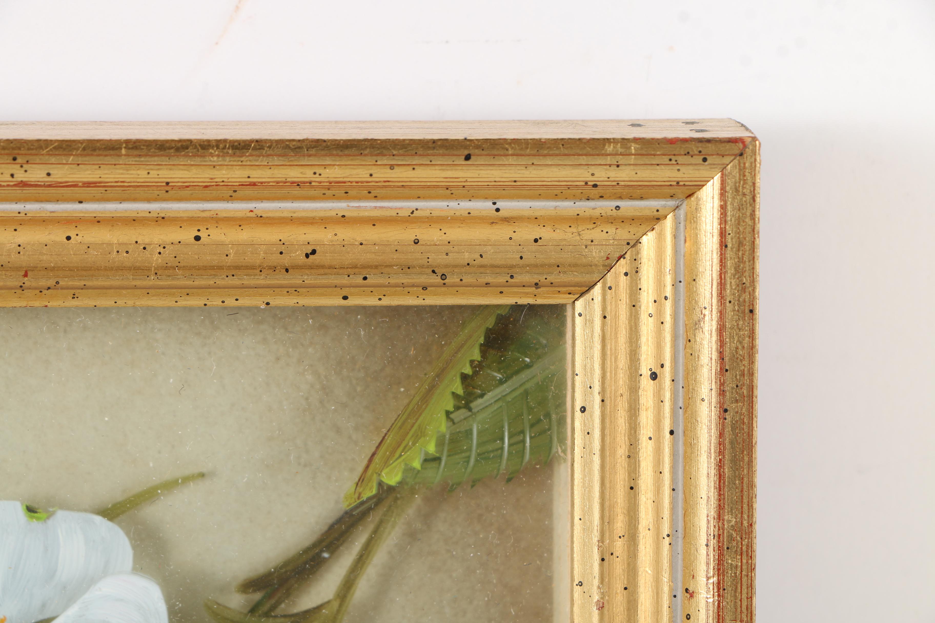 Edmond Nogar Floral Oil Paintings on Glass