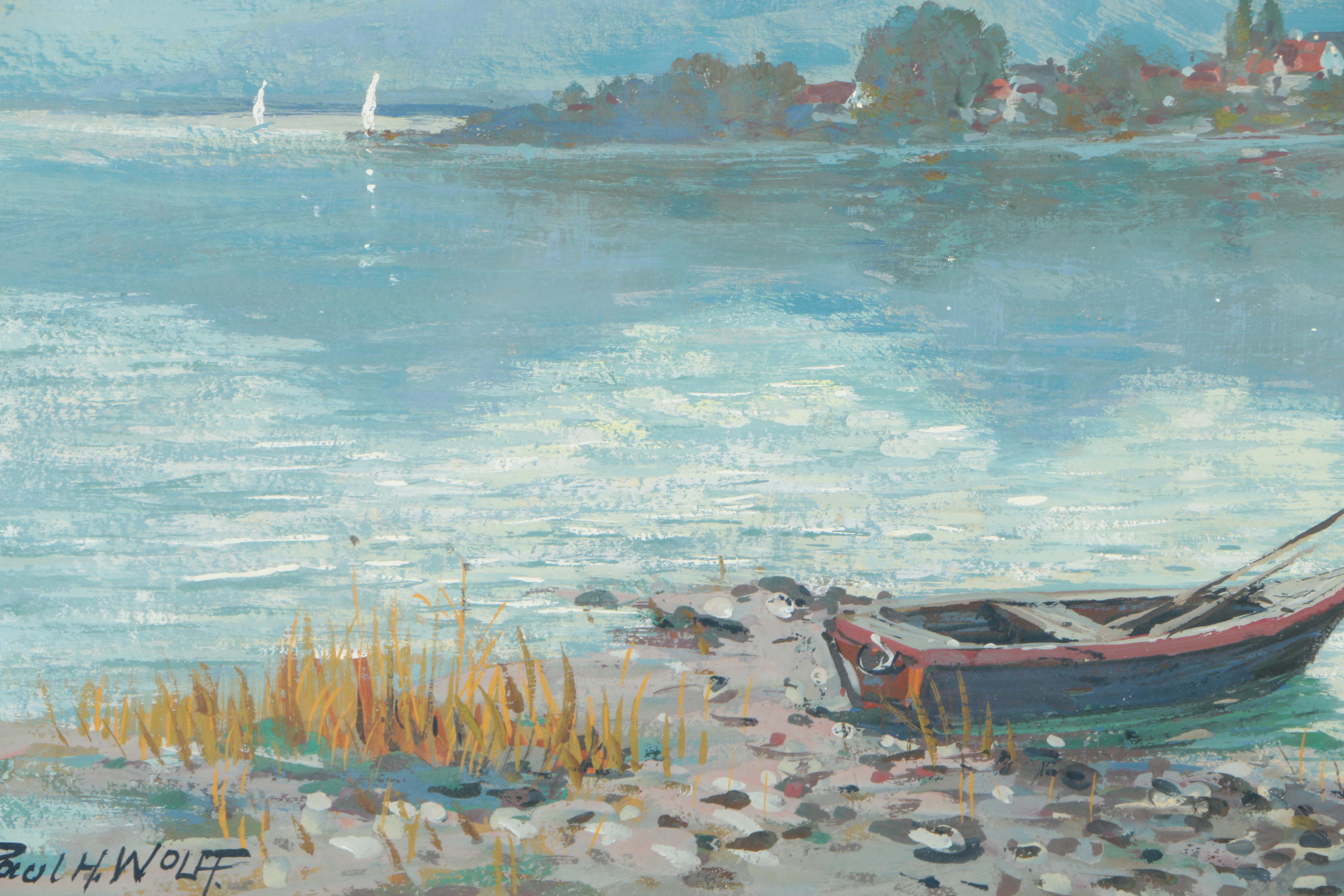 Paul H. Wolff Oil Painting on Wood Panel of a Landscape