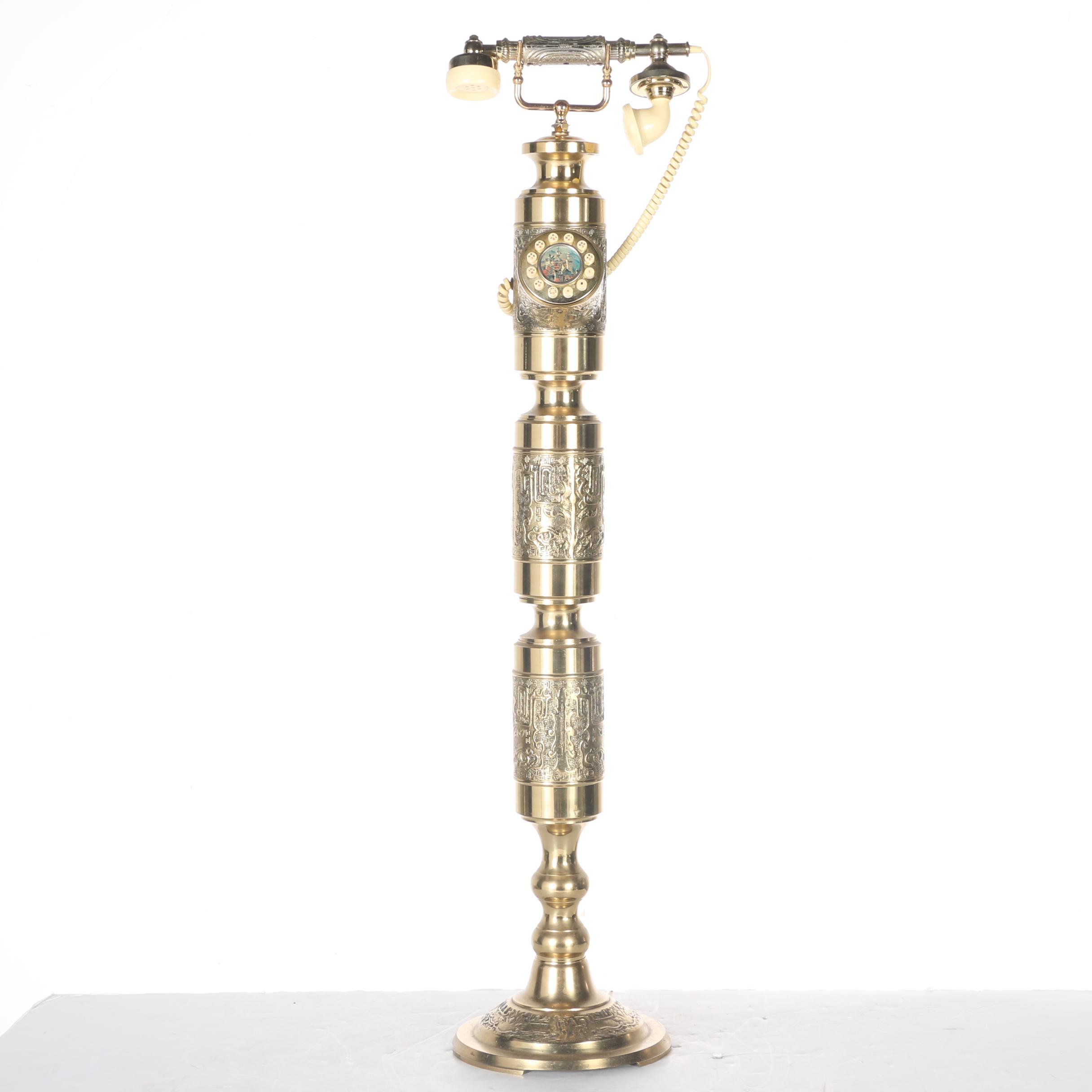 1930s Rotary Phone on Ornate Brass Stand