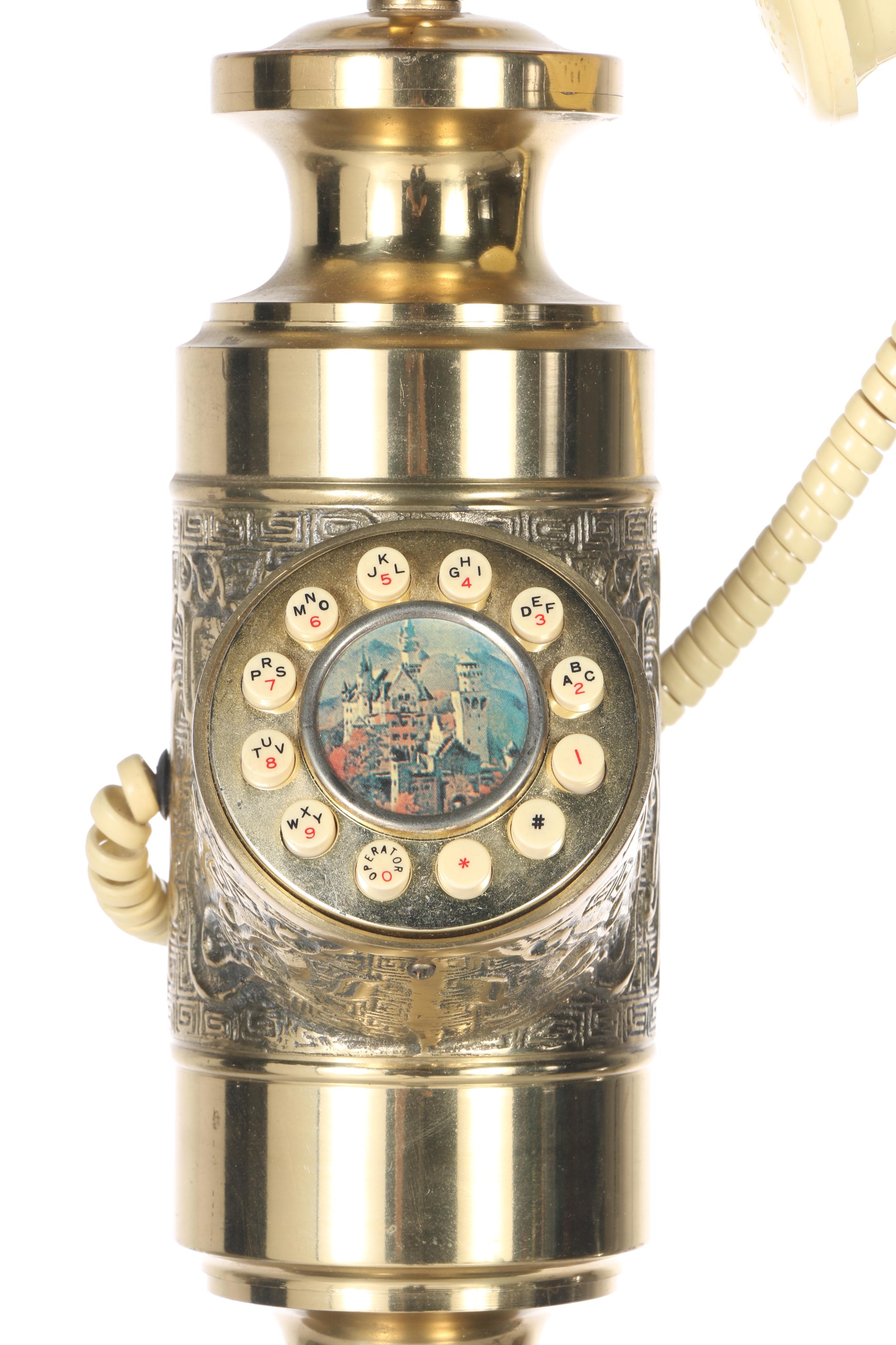 1930s Rotary Phone on Ornate Brass Stand