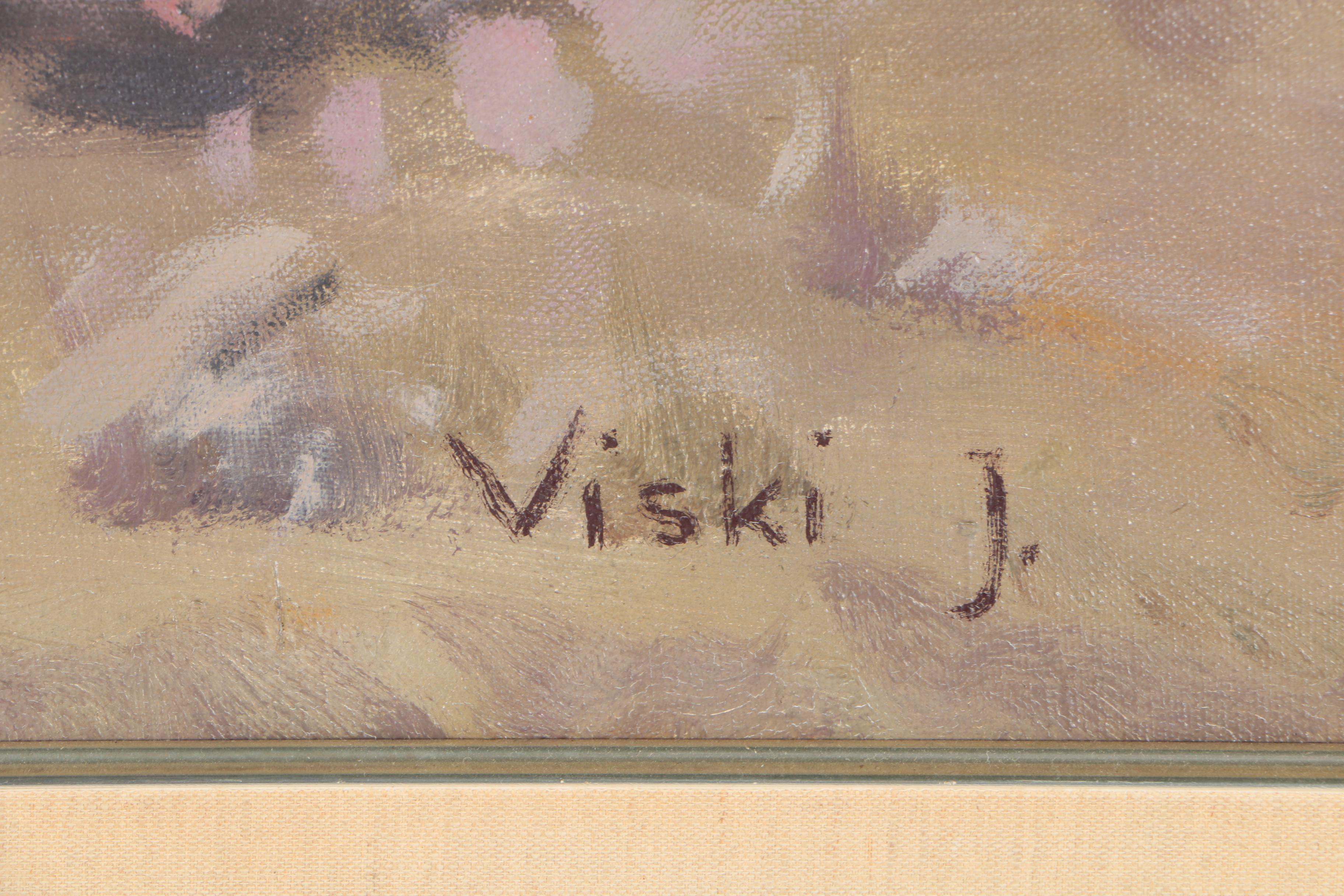 Viski J. Oil Painting of Corralling Horses