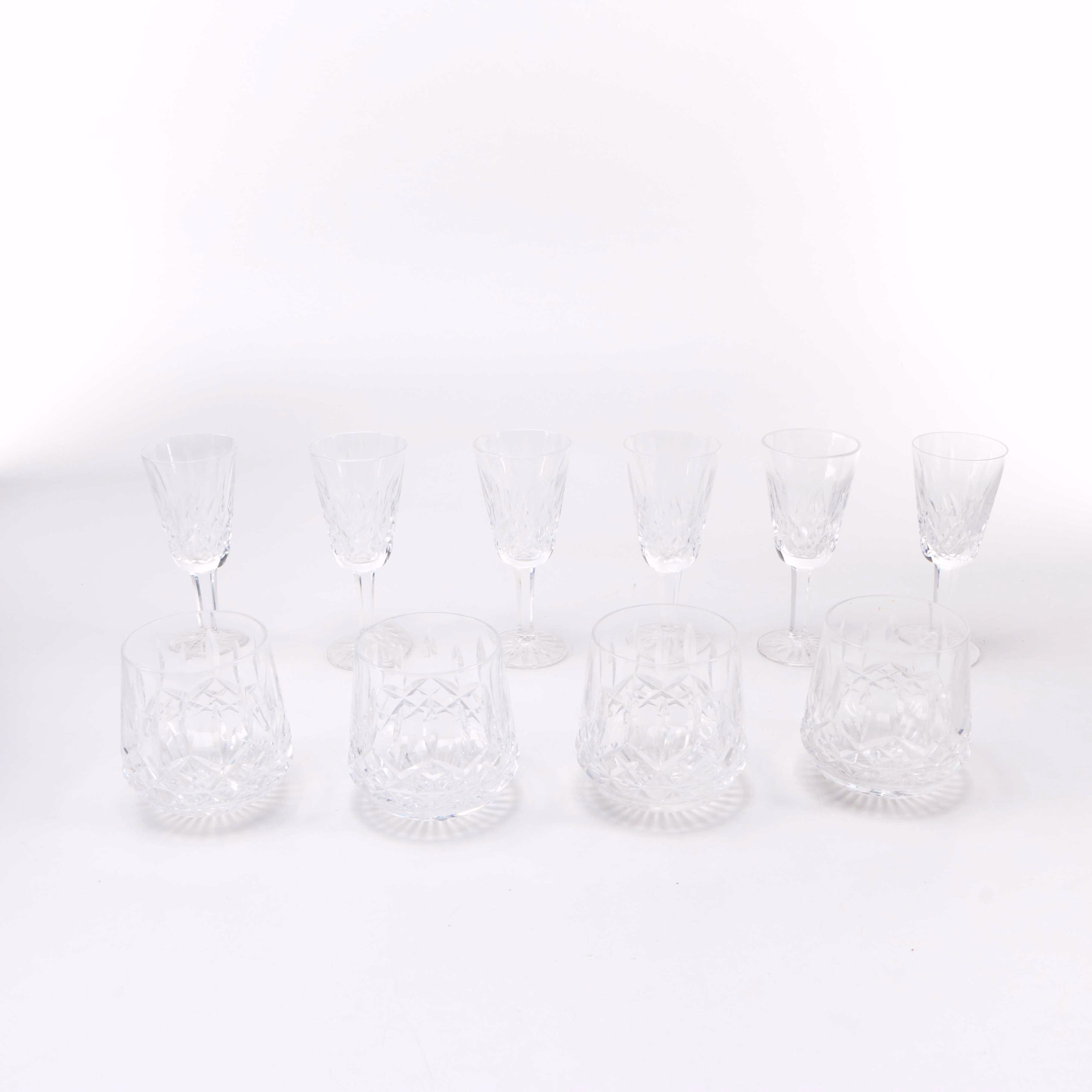 Waterford Crystal "Lismore" Roly Poly and Sherry Glasses