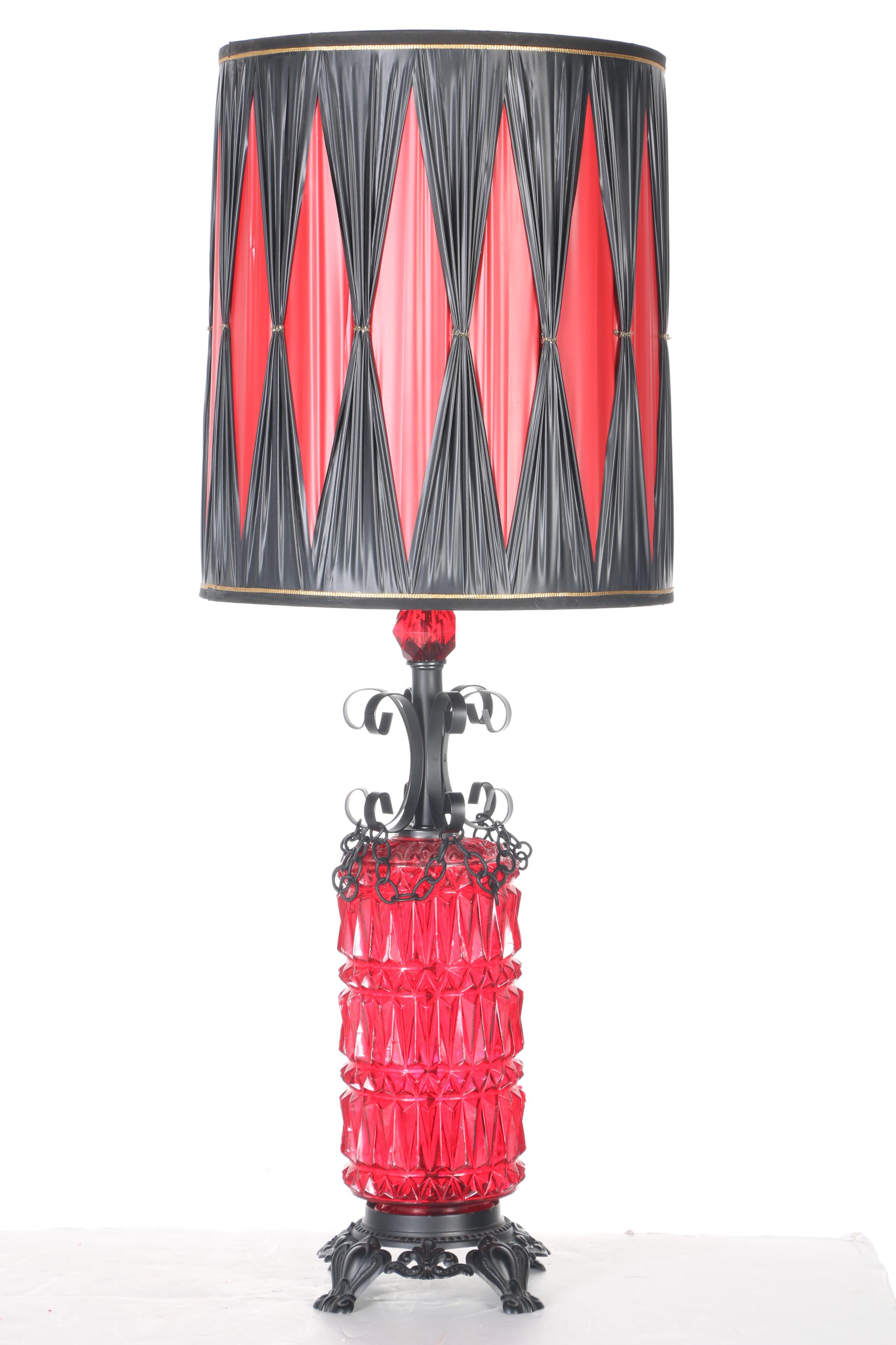 Black and Red Glass Table Lamps