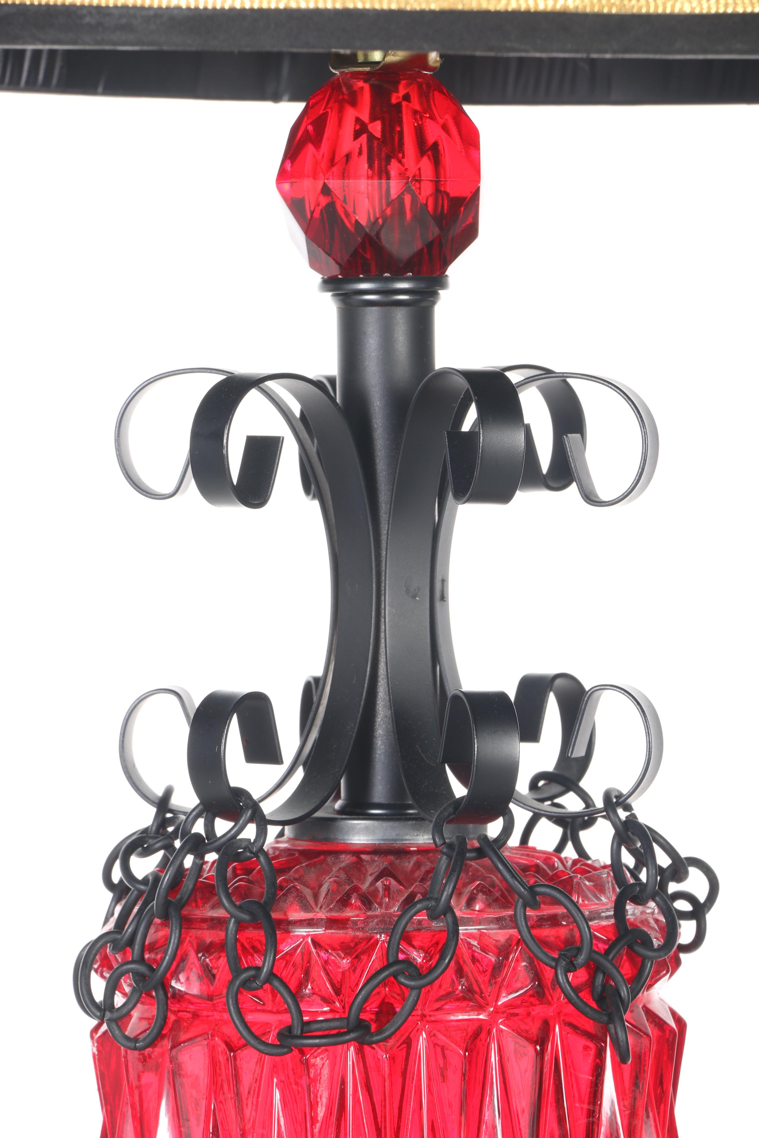 Black and Red Glass Table Lamps