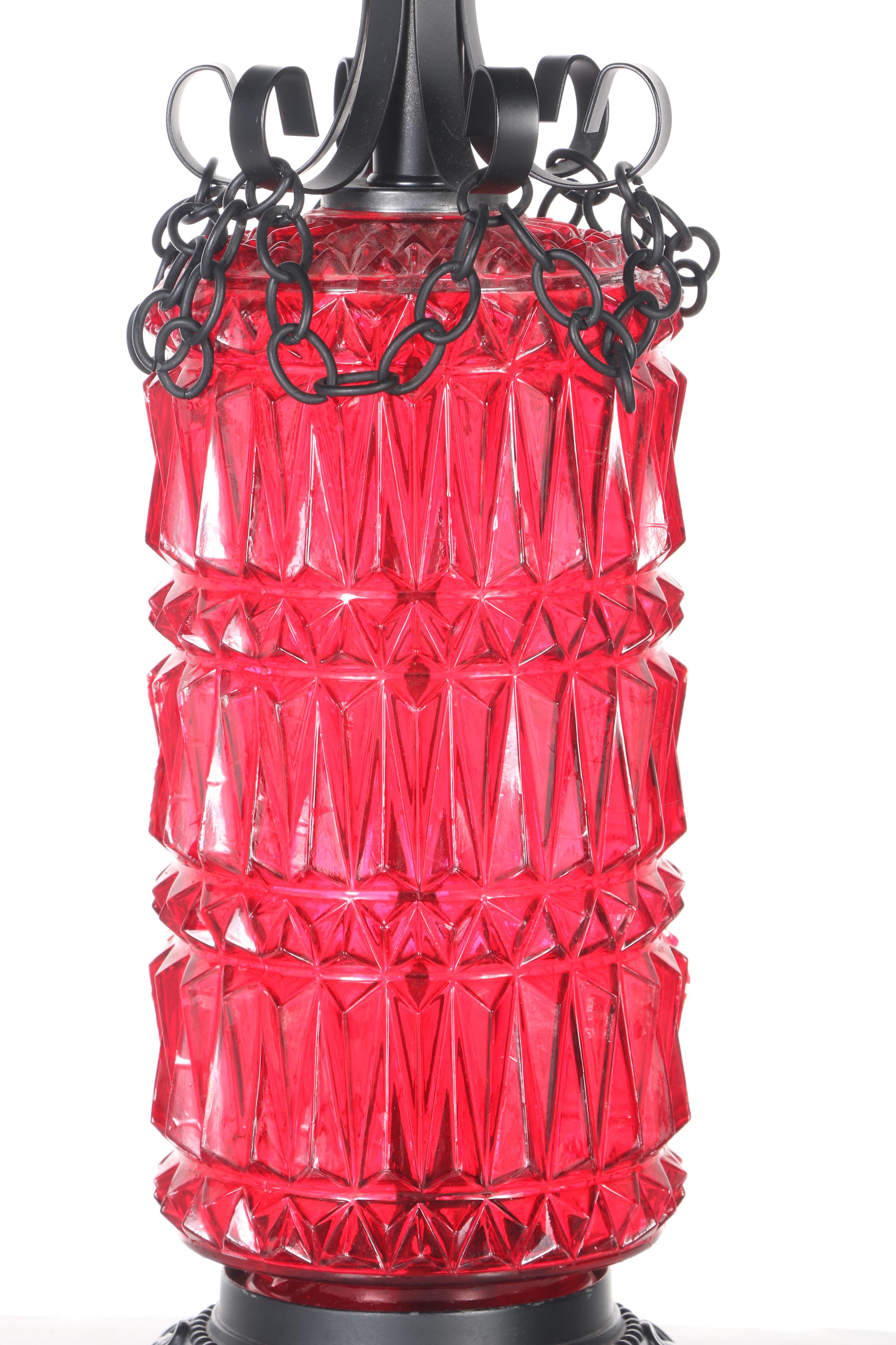 Black and Red Glass Table Lamps