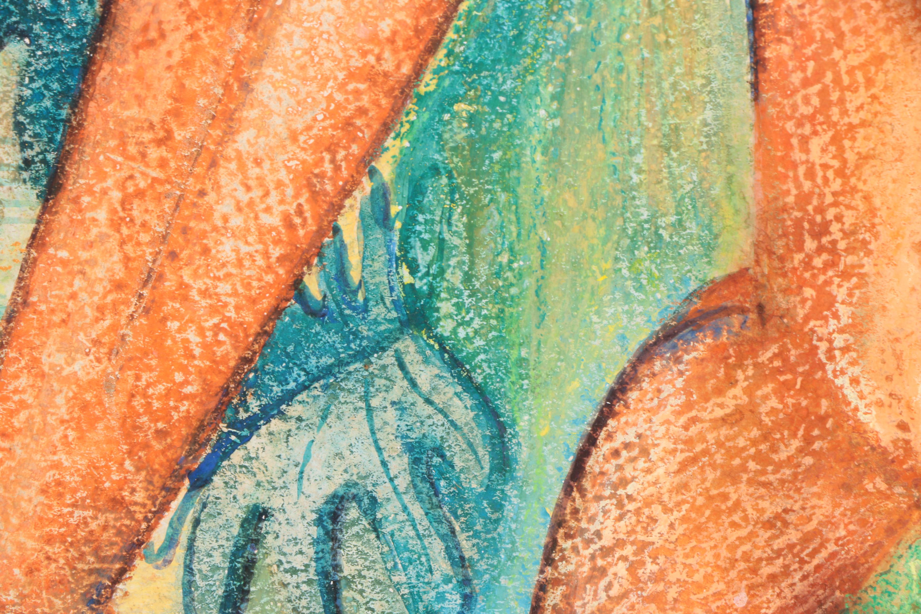 Acrylic Painting on Antique Cuban Drywall Board of a Man Drumming