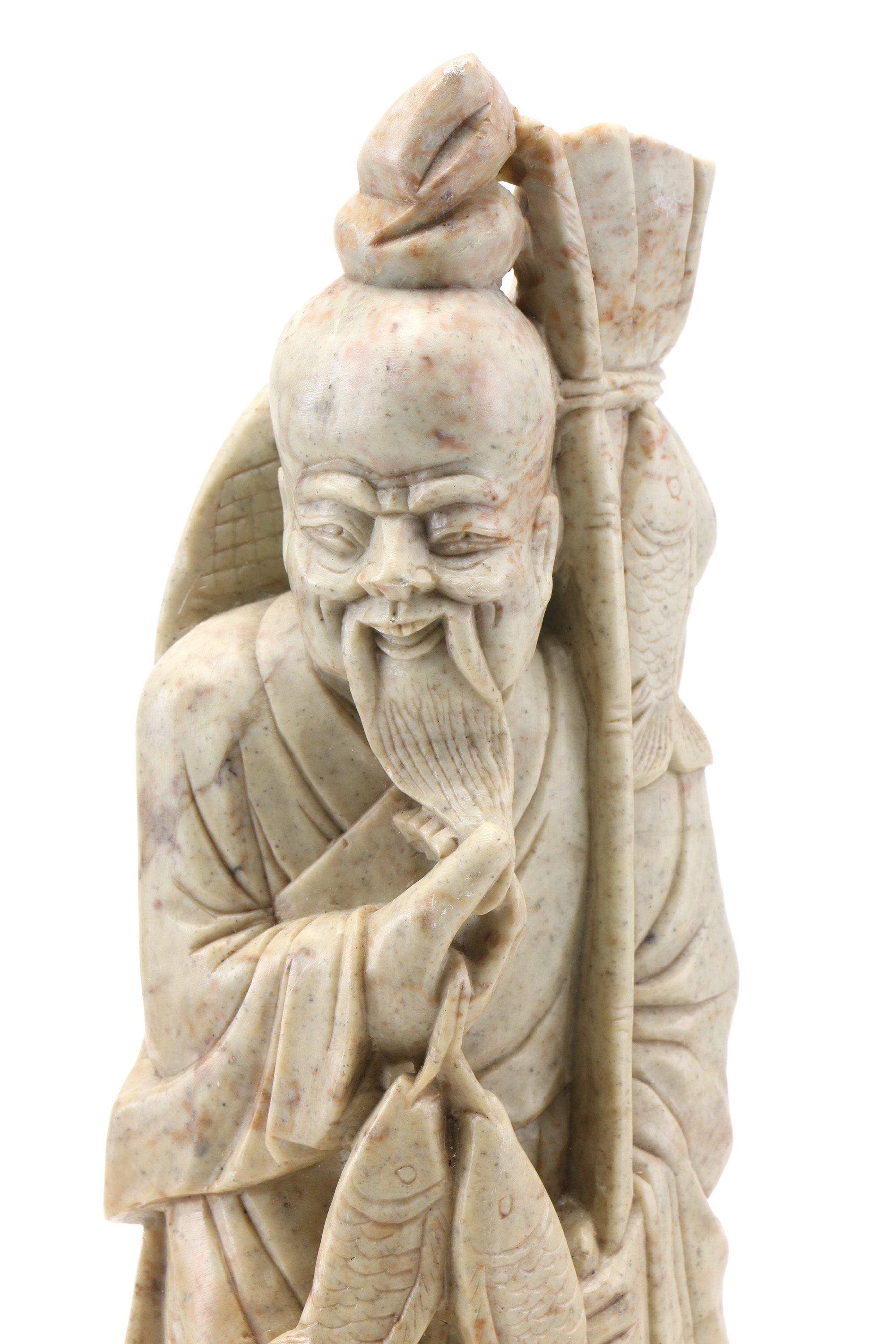 Chinese Carved Soapstone Figure of Fisherman