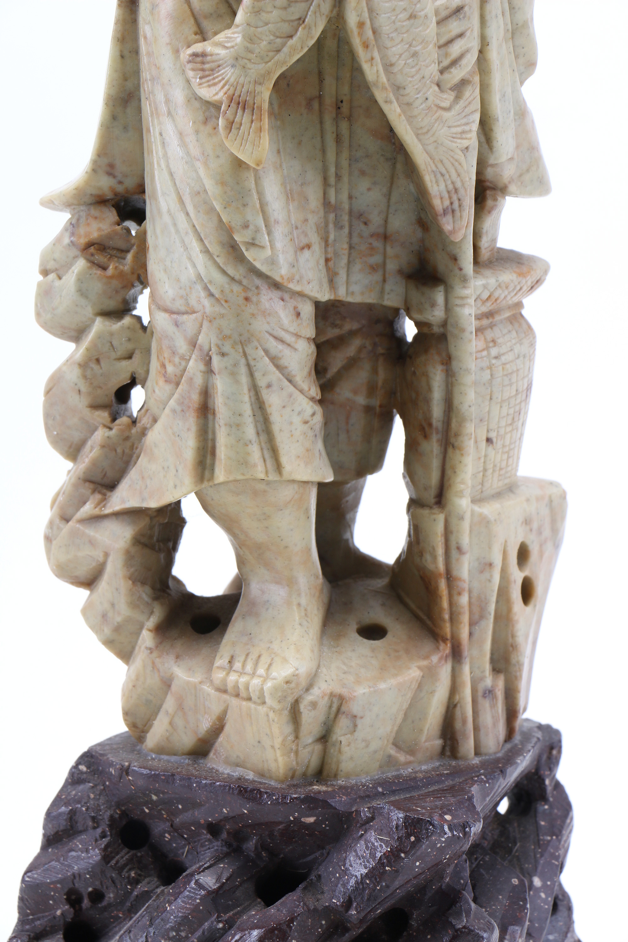 Chinese Carved Soapstone Figure of Fisherman