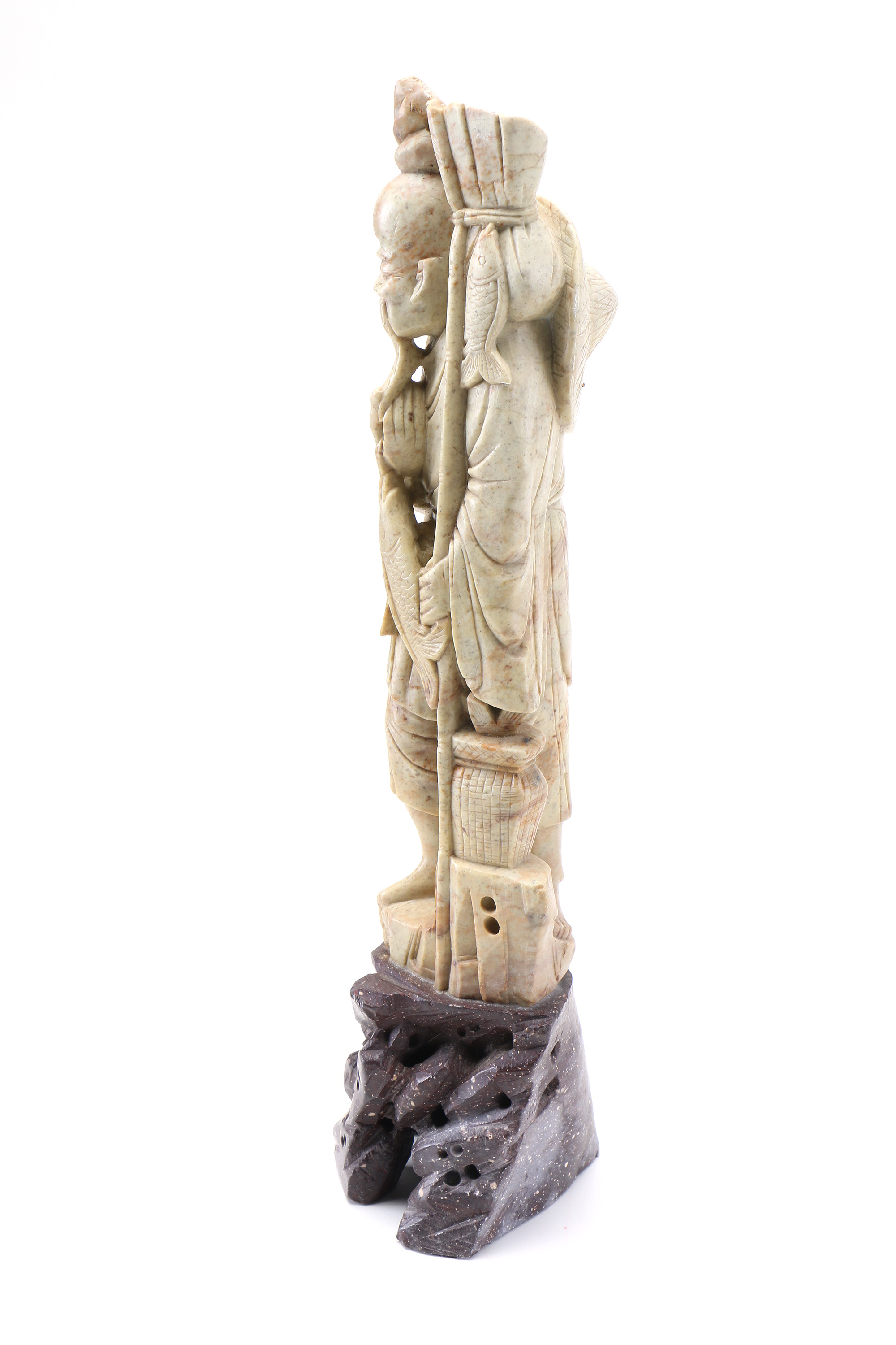 Chinese Carved Soapstone Figure of Fisherman