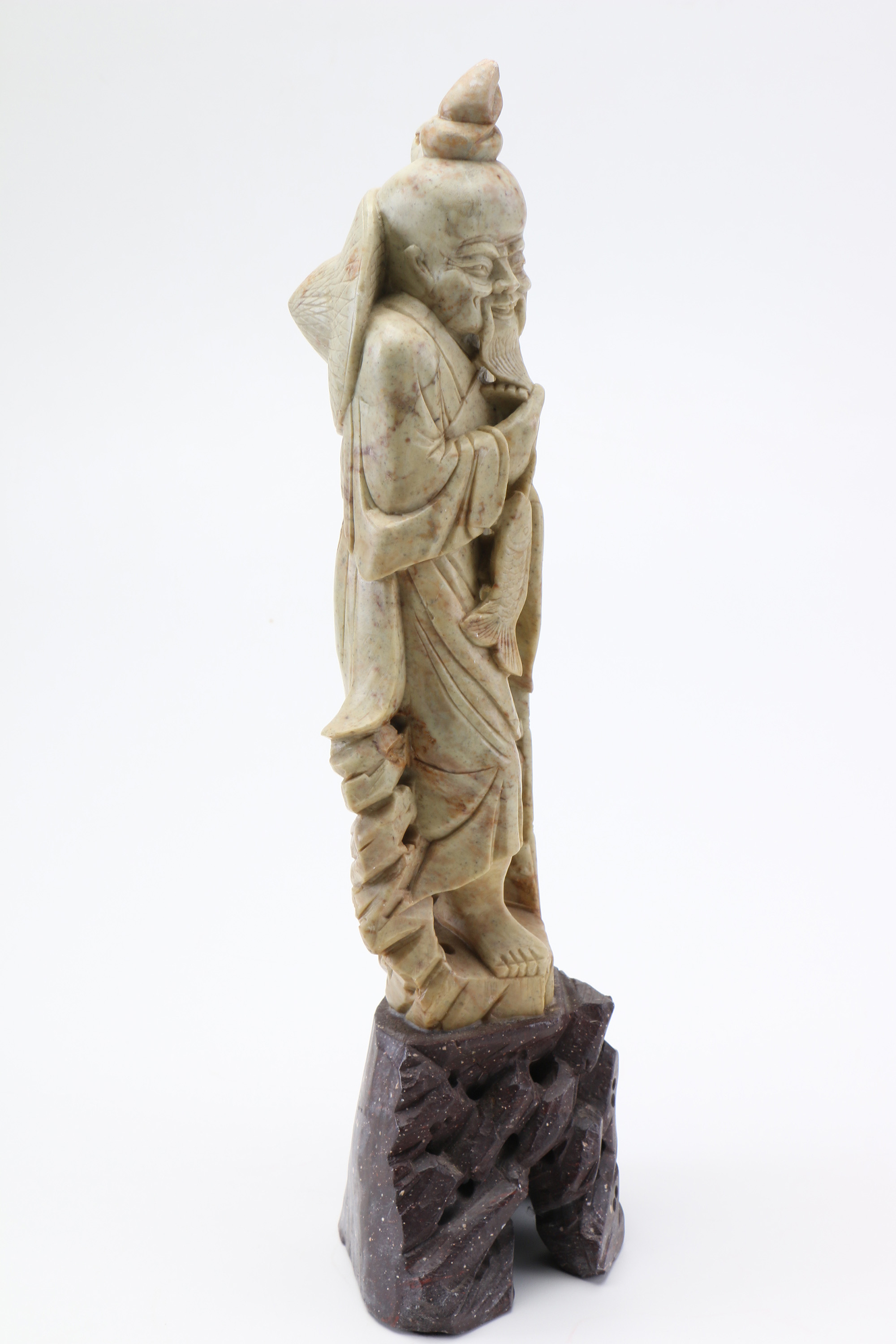 Chinese Carved Soapstone Figure of Fisherman