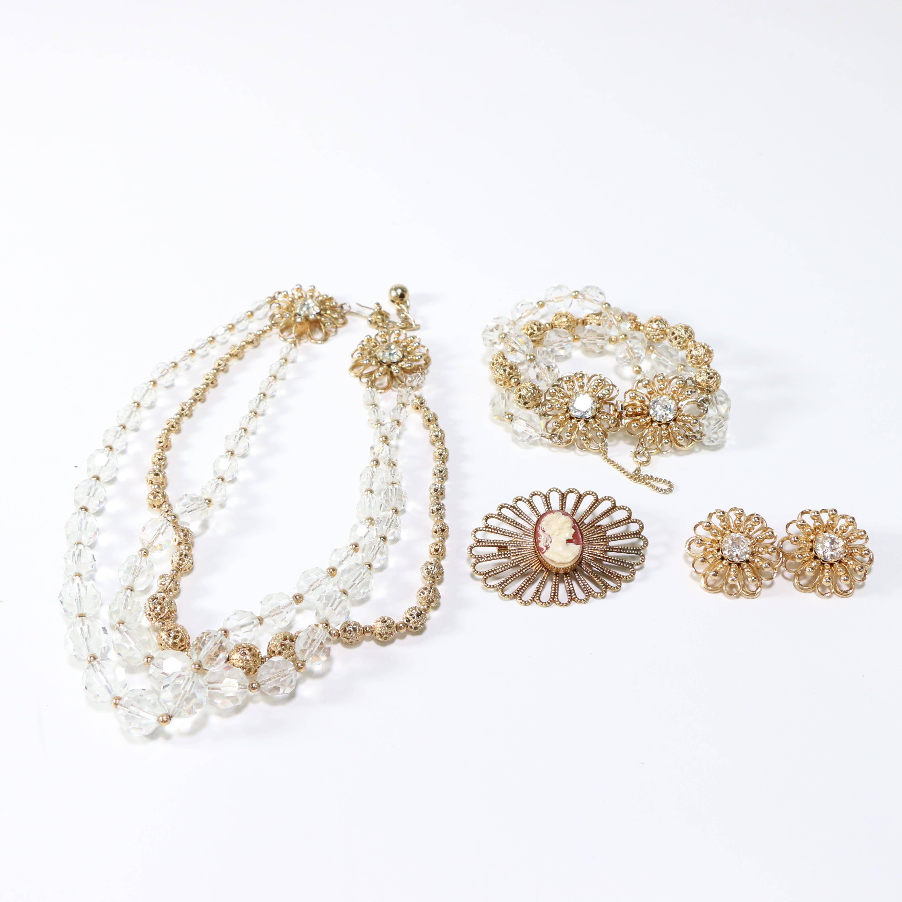 Vintage Inspired Napier Jewelry Set and Costume Brooch