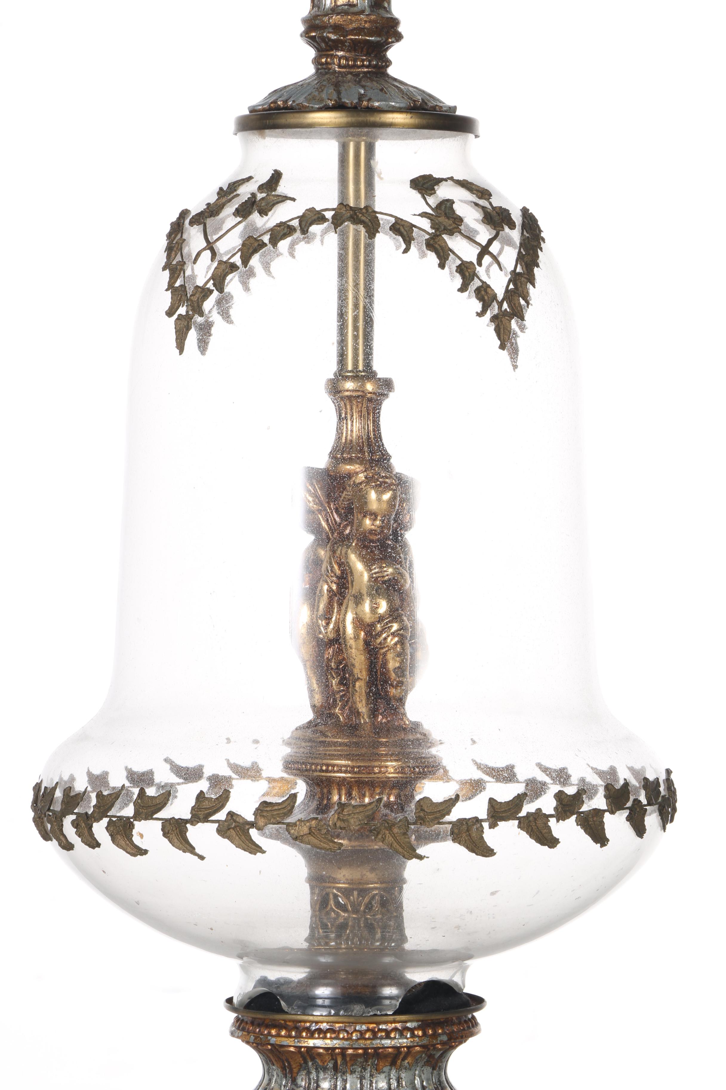 Art Nouveau Figural and Branch Lamp