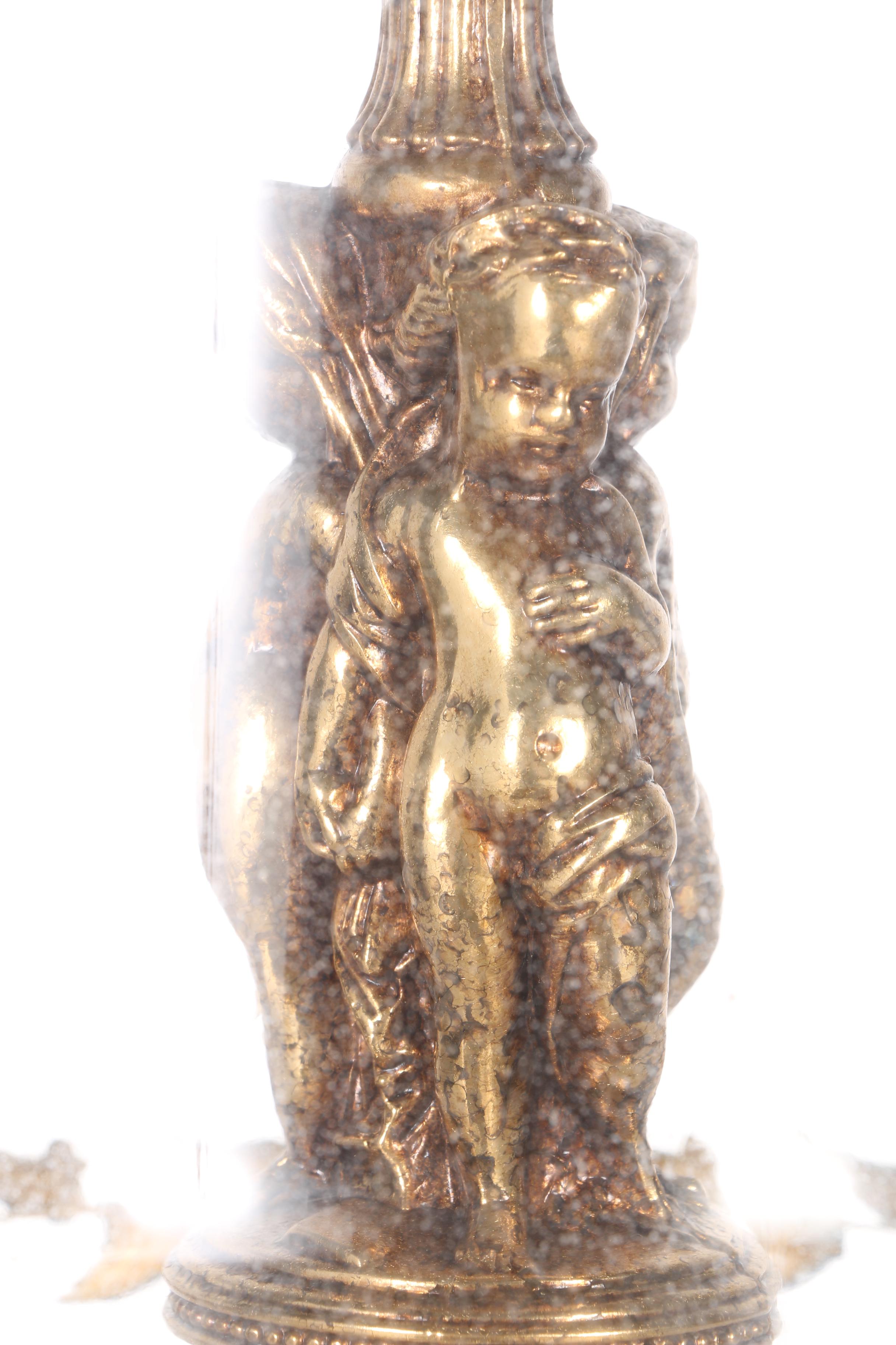 Art Nouveau Figural and Branch Lamp