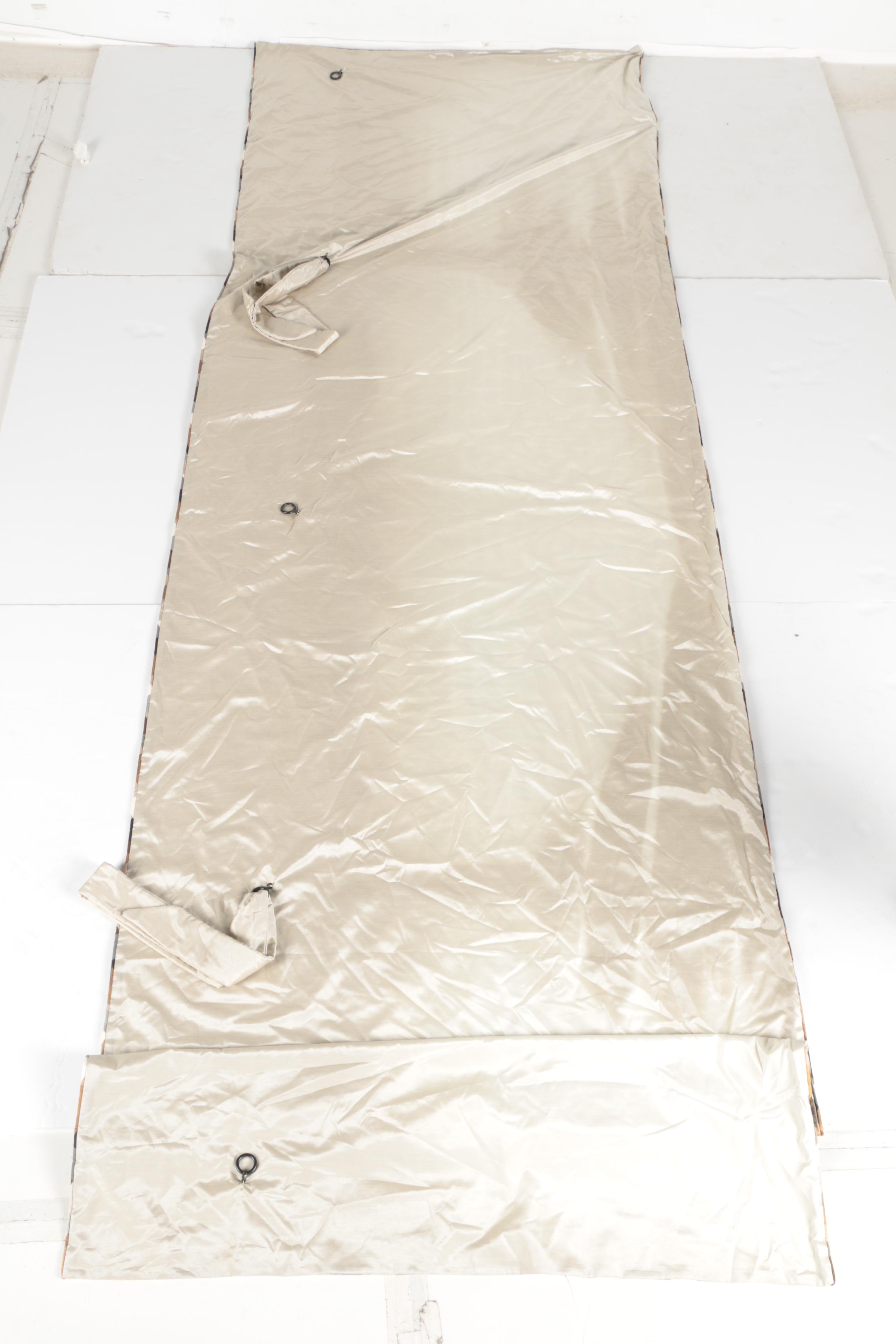 Pair of Striped Curtains and a Plaid Valance