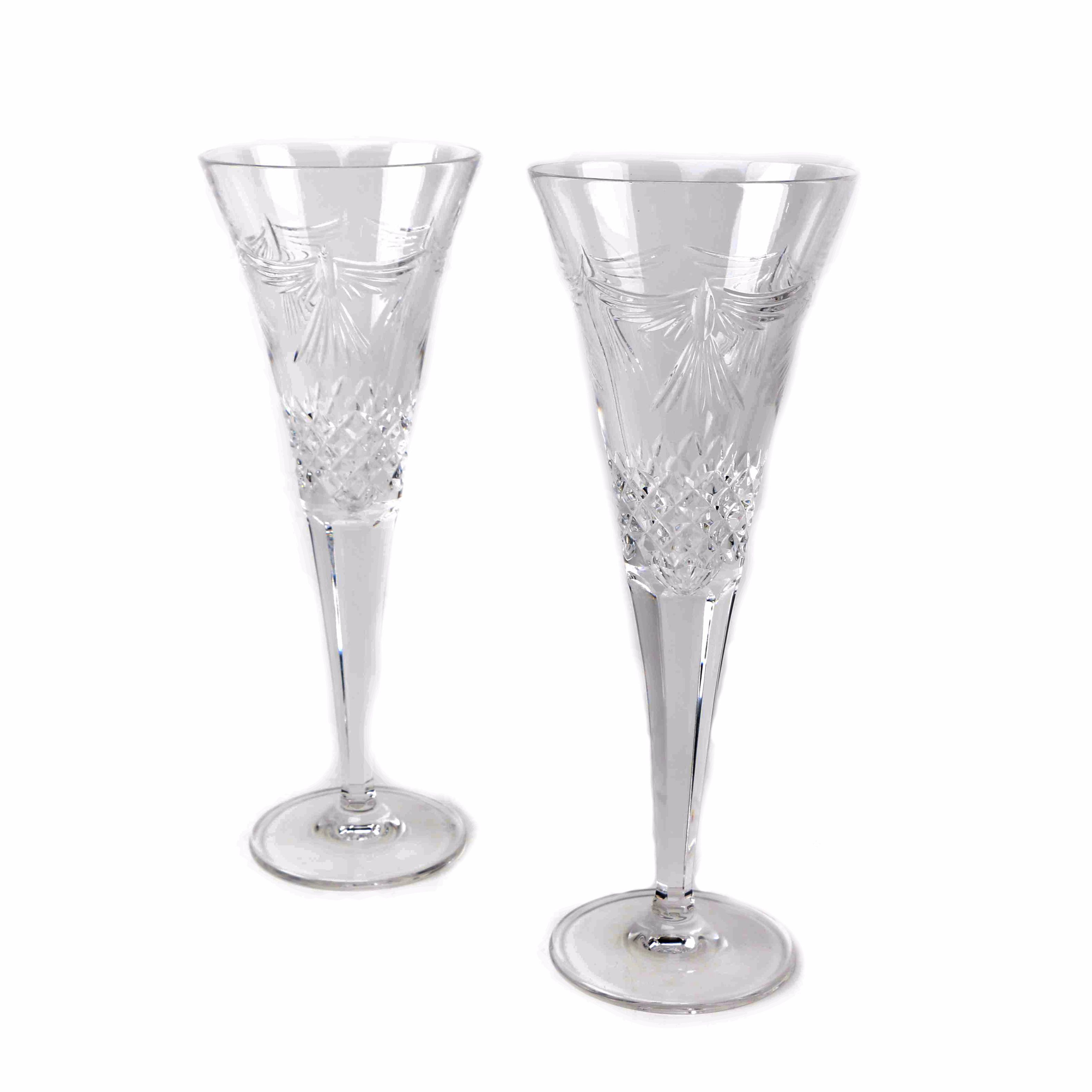 Pair of Waterford Crystal "Peace"  Toasting Flutes