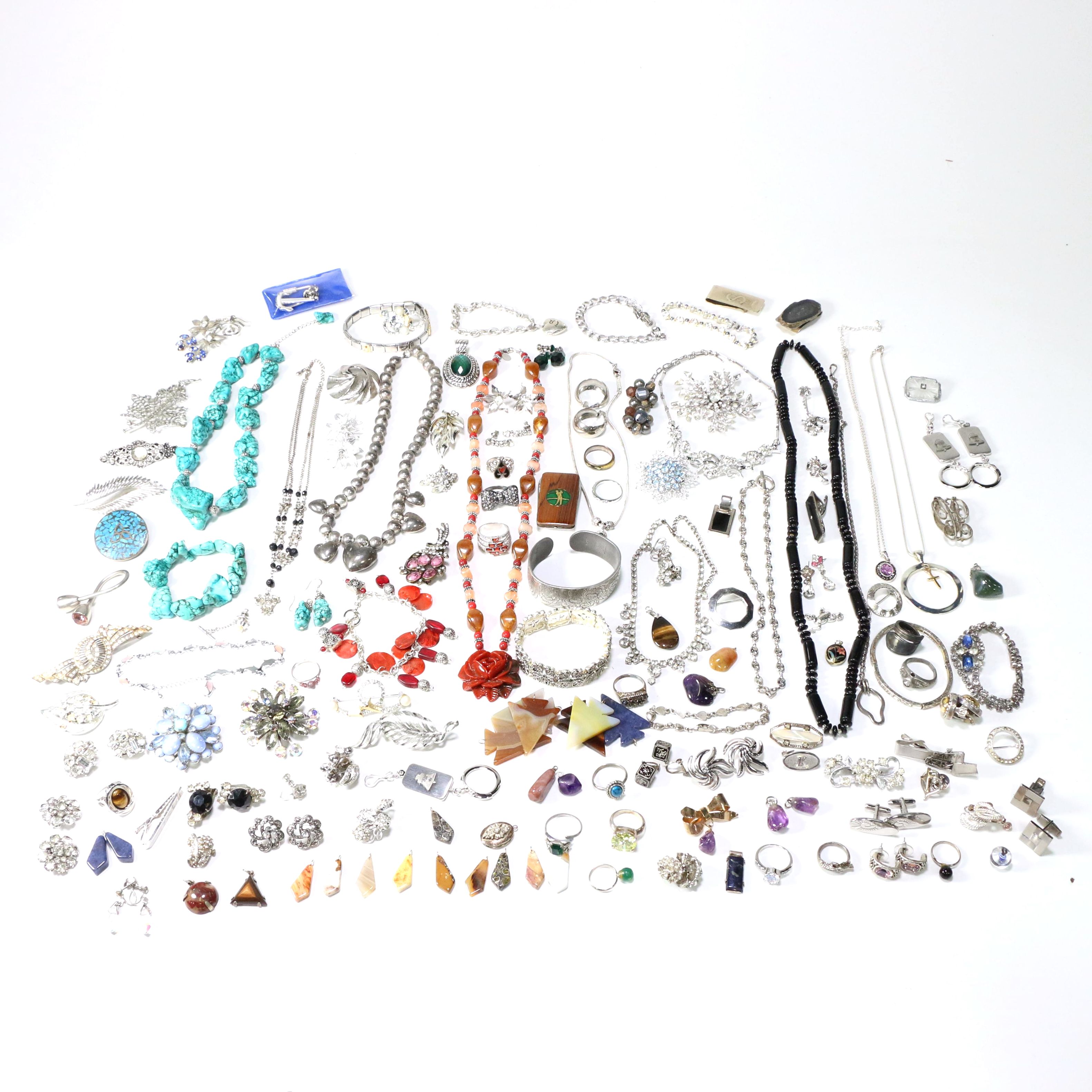 Assorted Silver Tone Jewelry