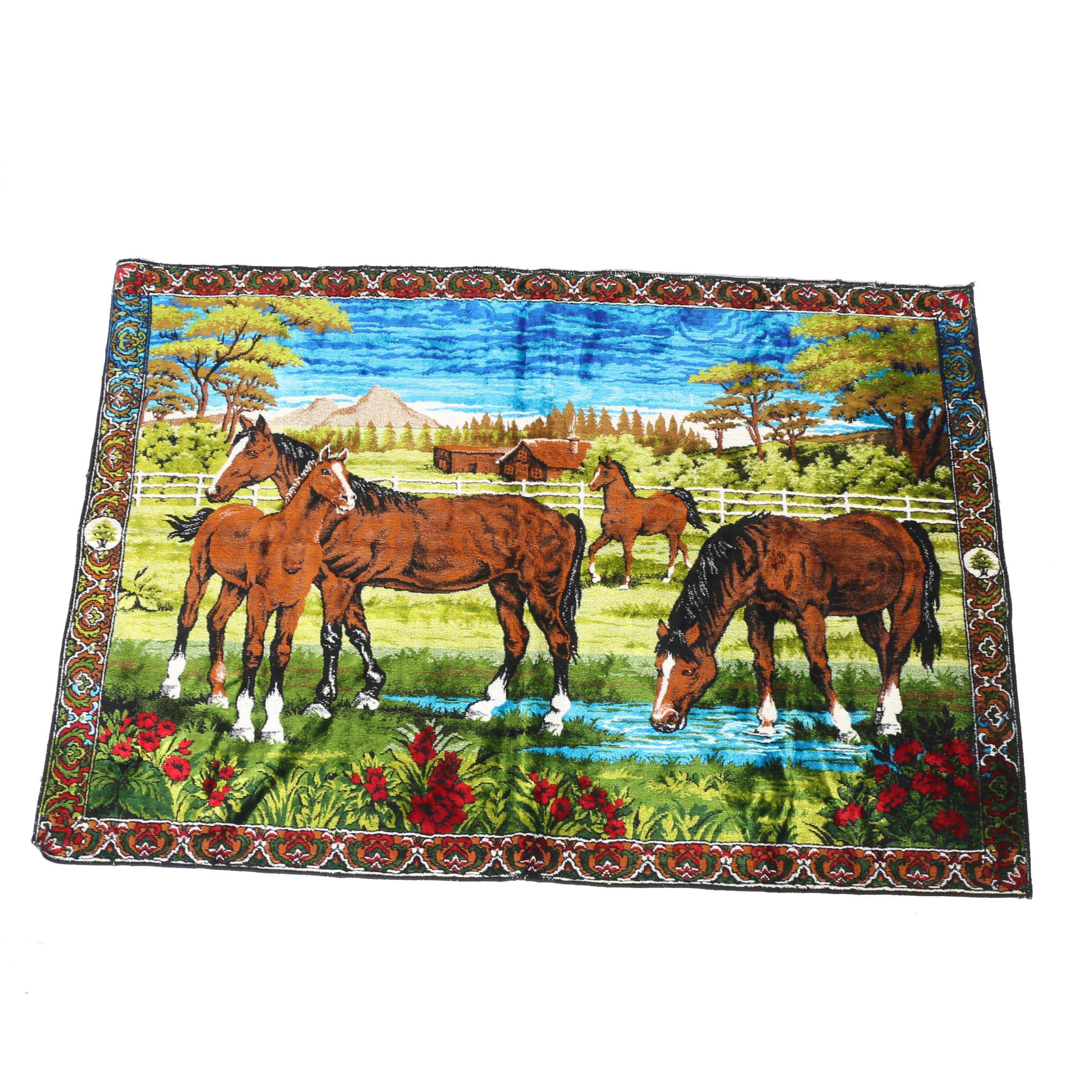 Horse-Themed Pictorial Tapestry
