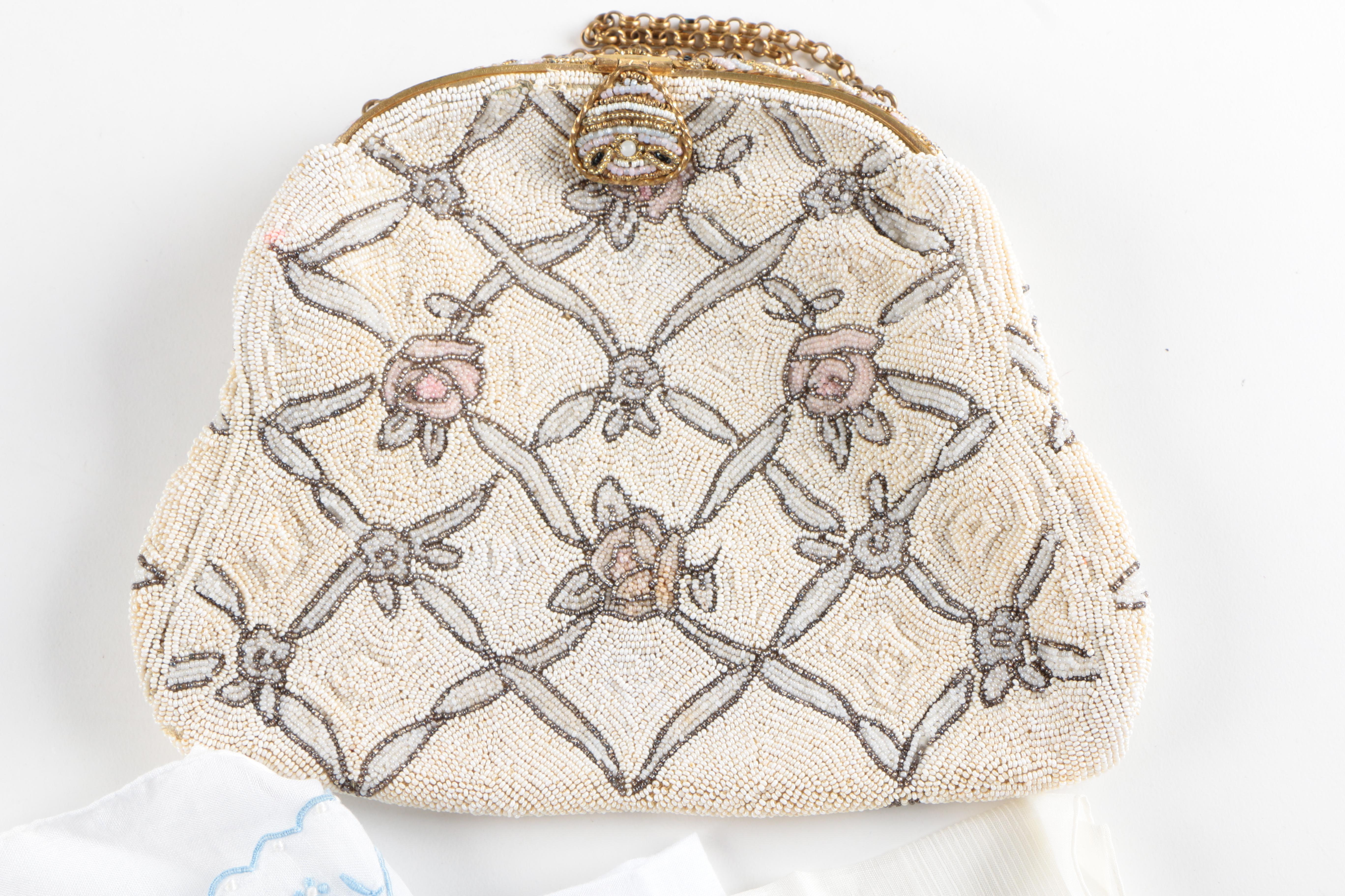 Vintage Purse and Accessories Including Handkerchiefs