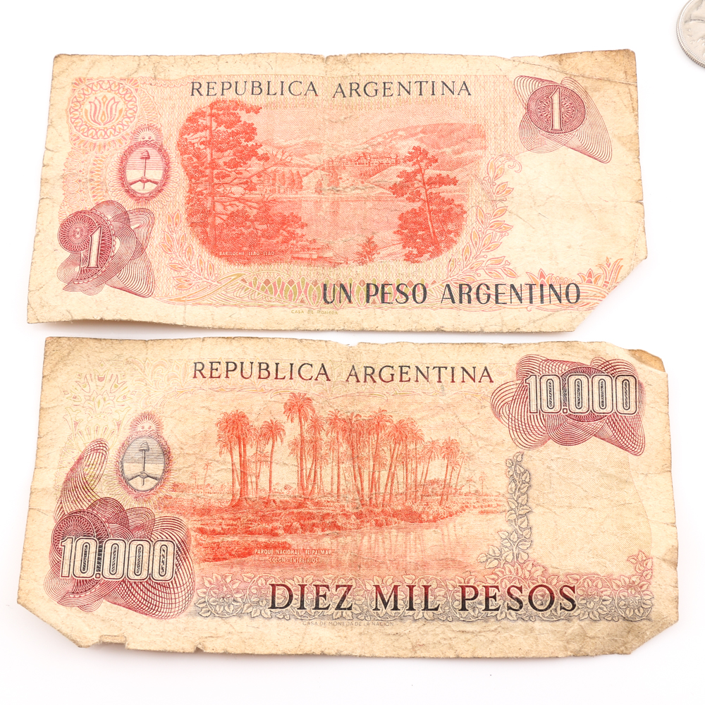 Group of Various Foreign Coins and Currency