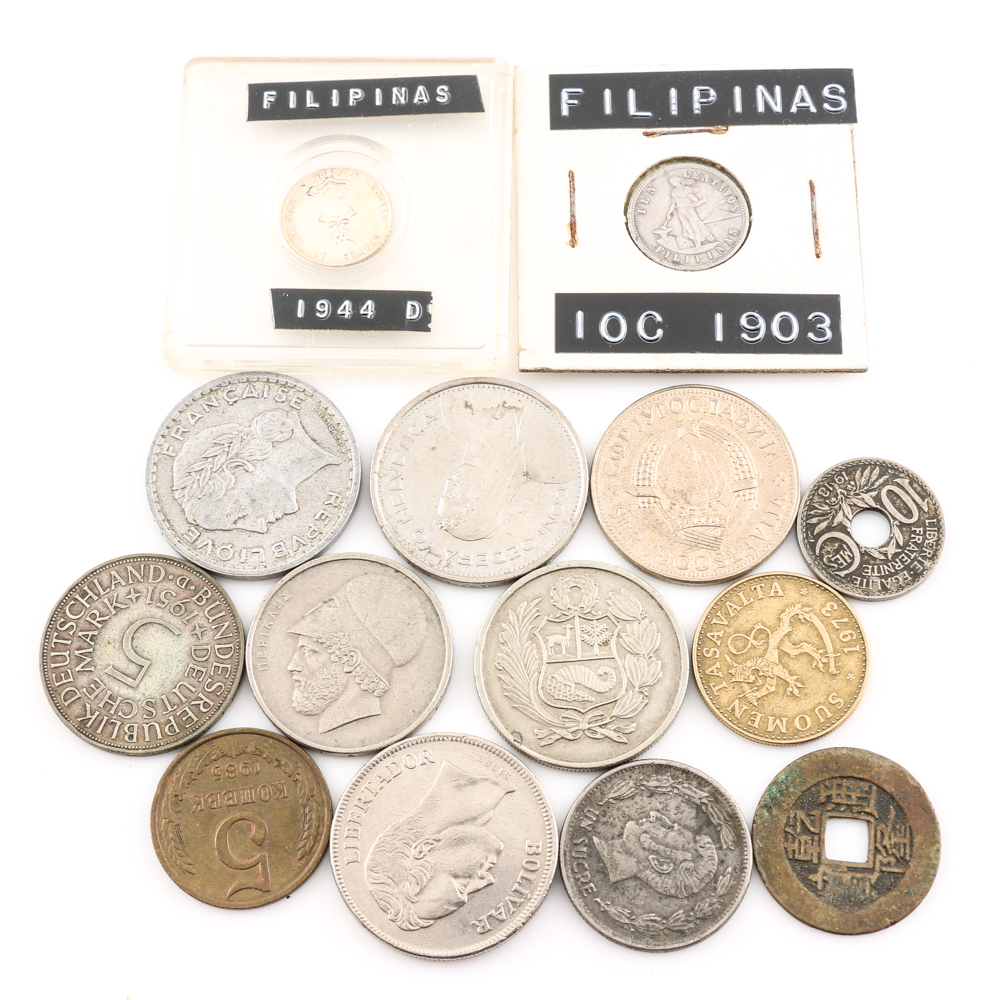 Group of Various Foreign Coins and Currency