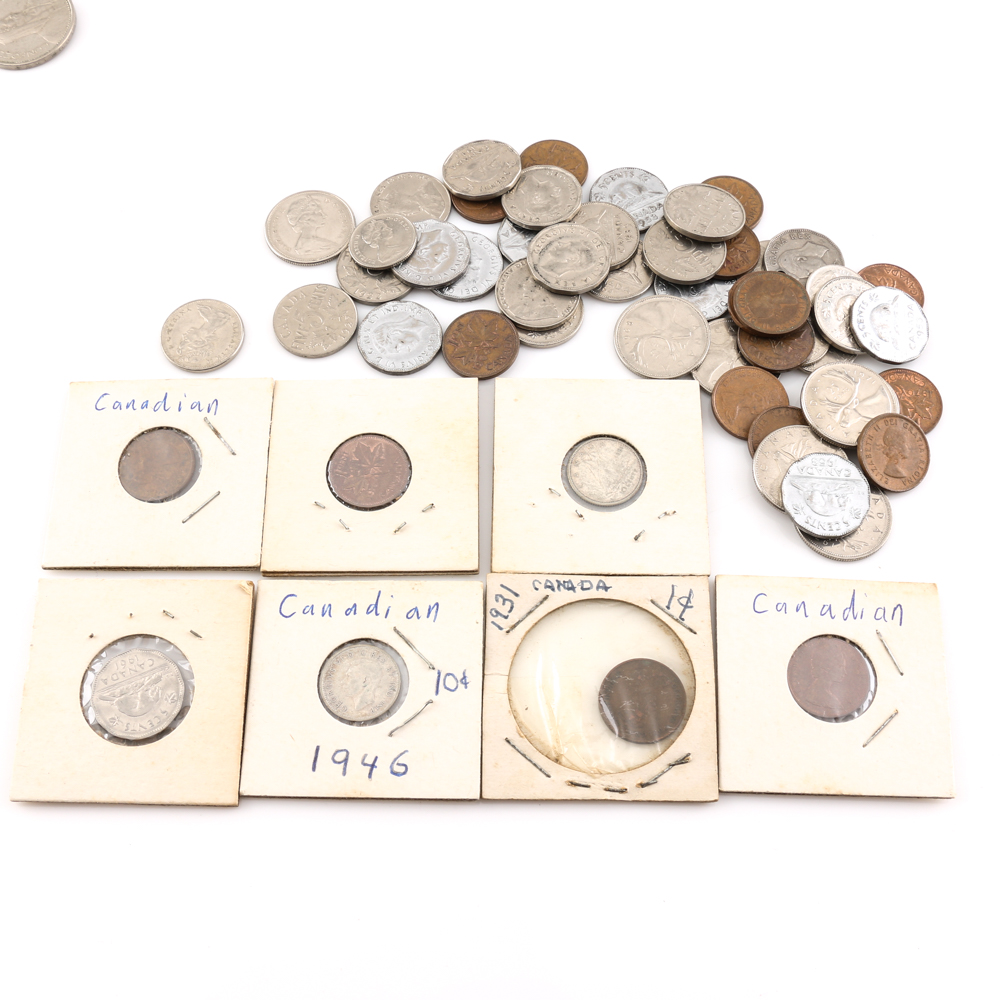 Group of Various Foreign Coins and Currency