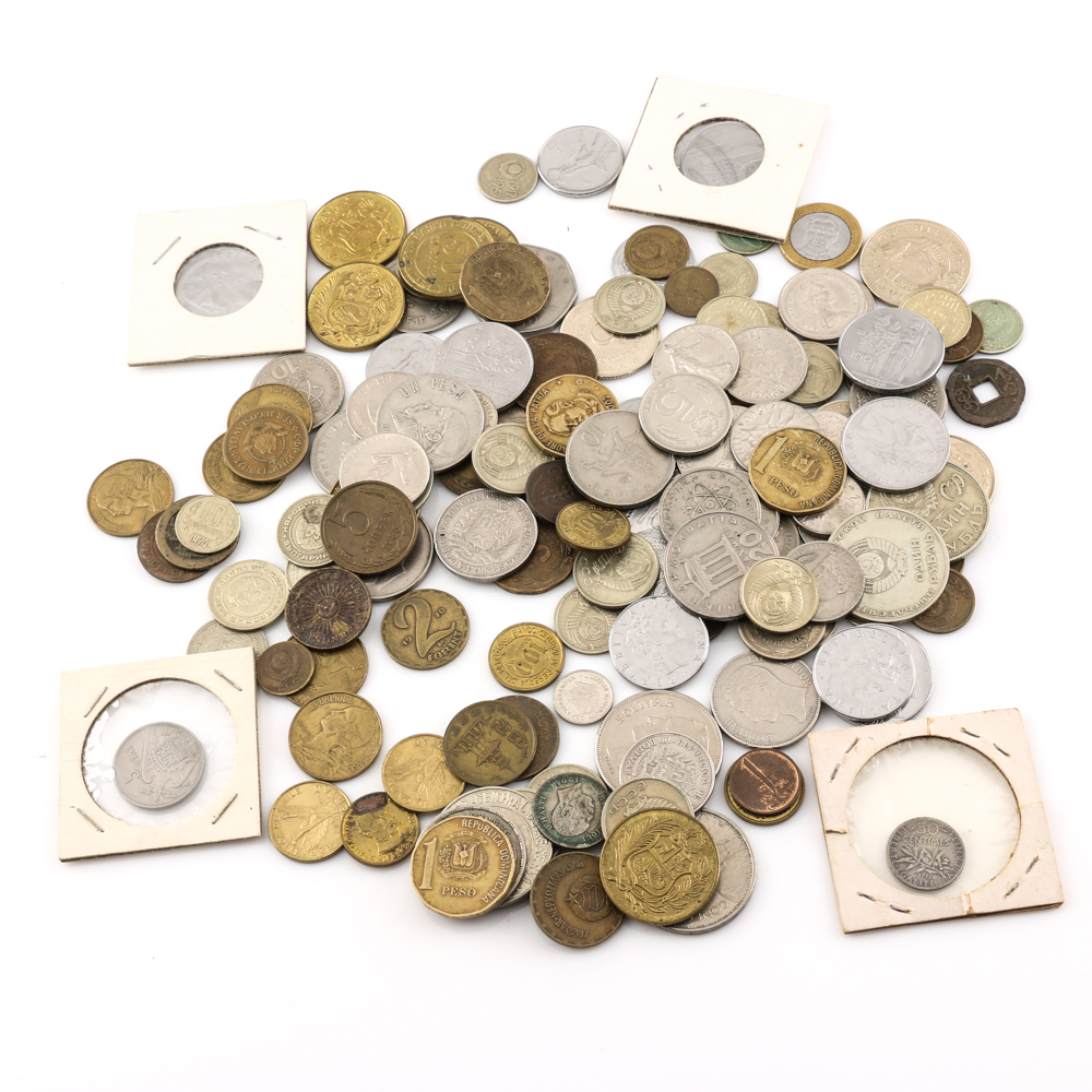 Group of Various Foreign Coins and Currency