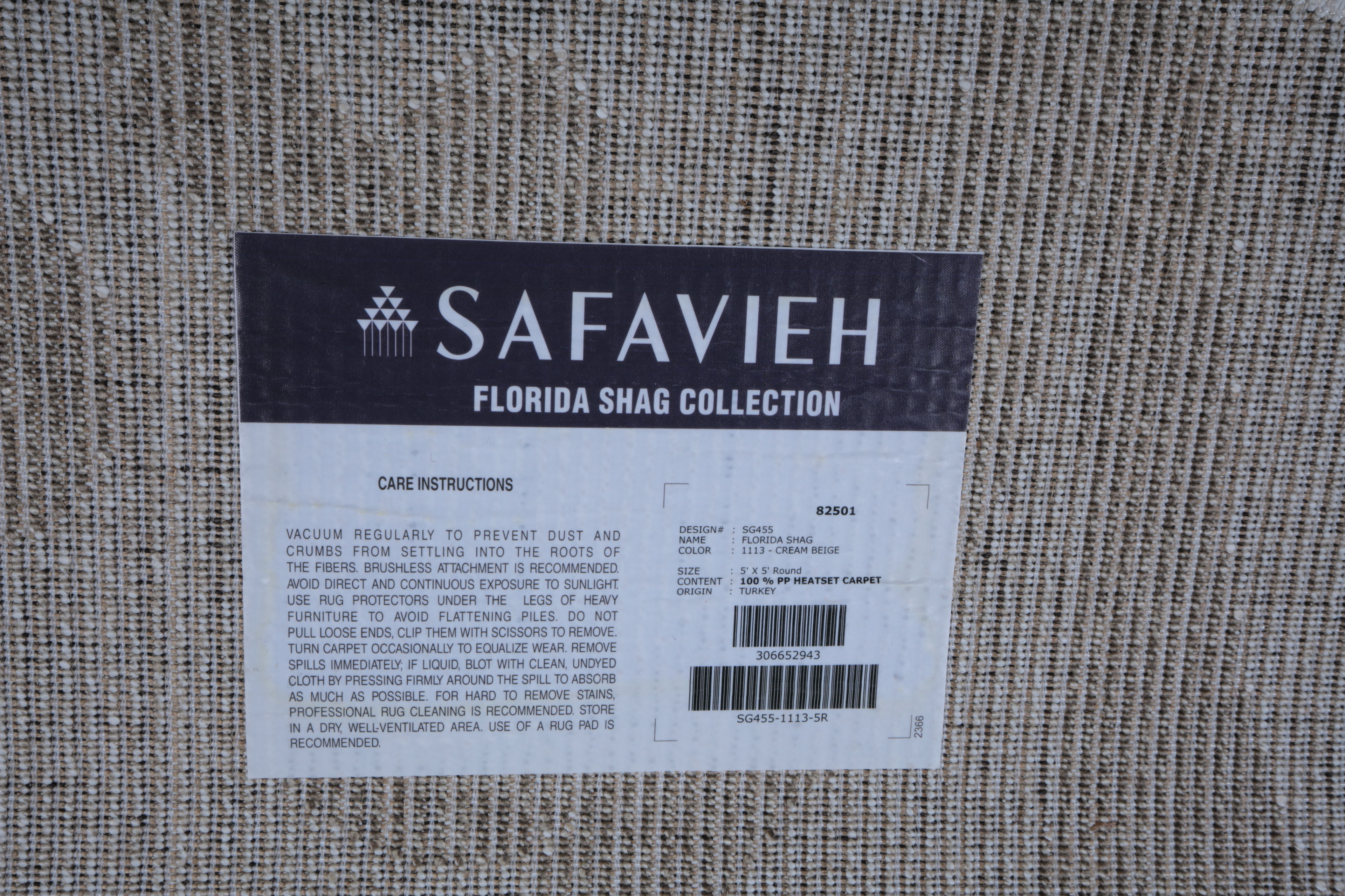 Safavieh "Florida Shag" Gray and White Shag Pile Area Rug